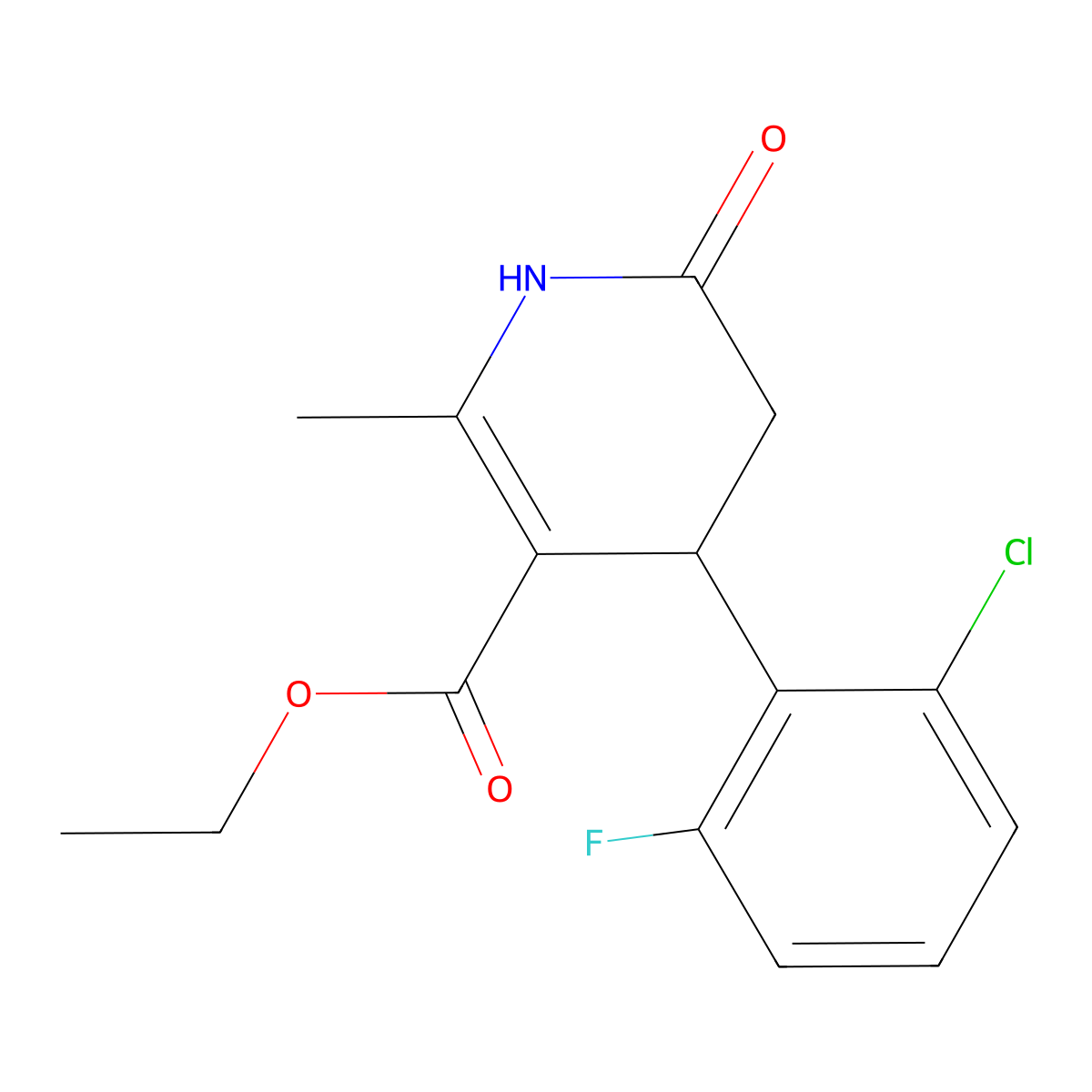 Ethyl 4-(2-chloro-6-fluorophenyl)-2-methyl-6-oxo-1,4,5,6-tetrahydropyridine-3-carboxylate molecular structure, CAS 299920-90-4