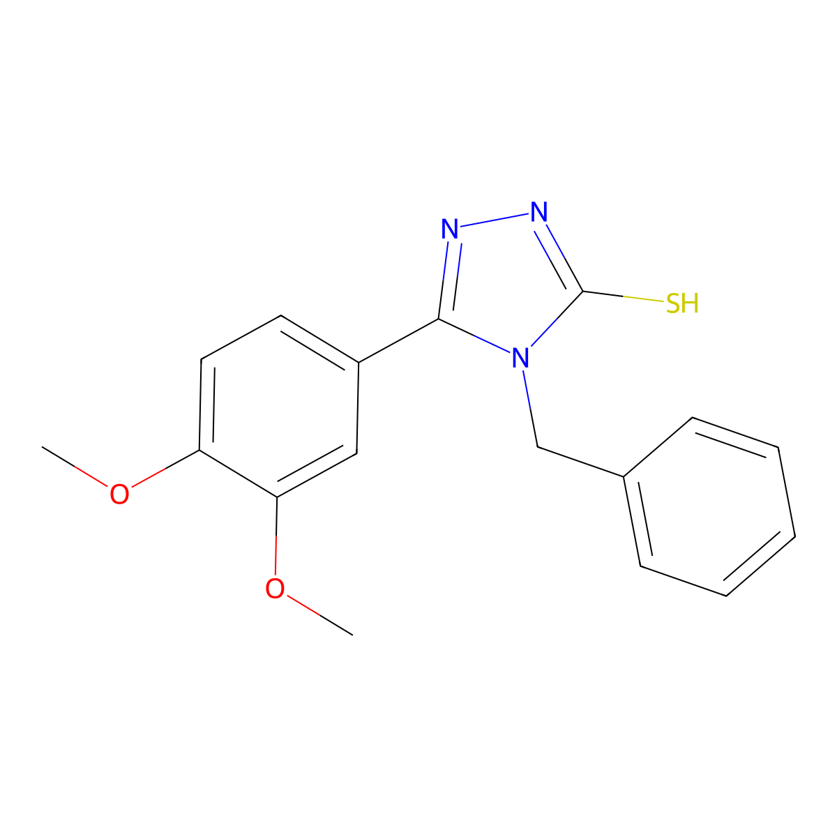 4-benzyl-5-(3,4-dimethoxyphenyl)-4H-1,2,4-triazole-3-thiol molecular structure, CAS 299921-16-7