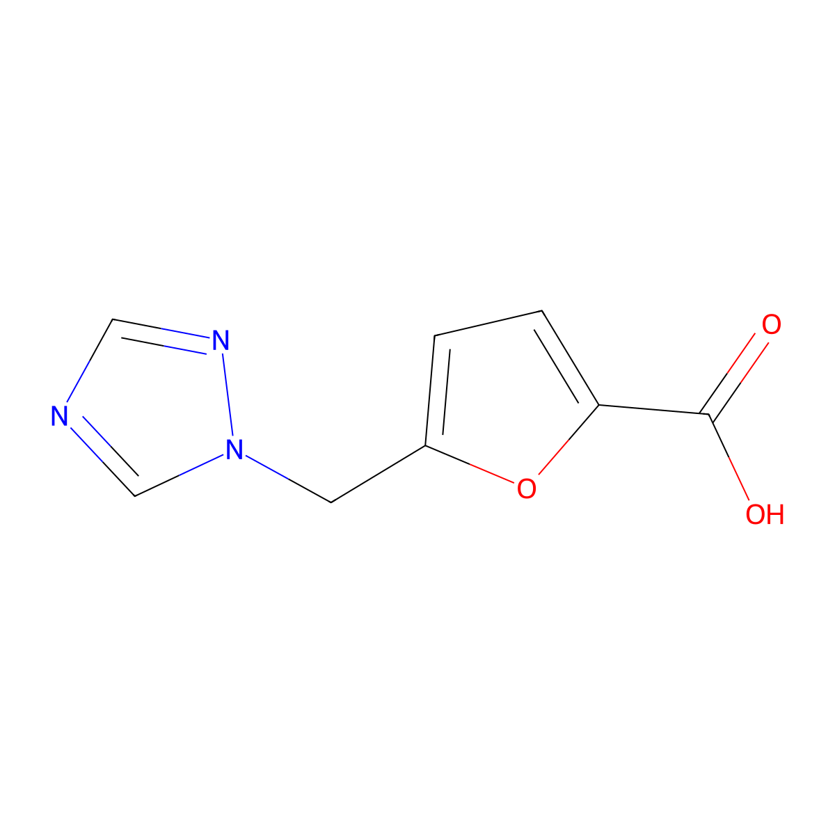 5-(1H-1,2,4-Triazol-1-ylmethyl)-2-furoic acid molecular structure, CAS 299921-24-7