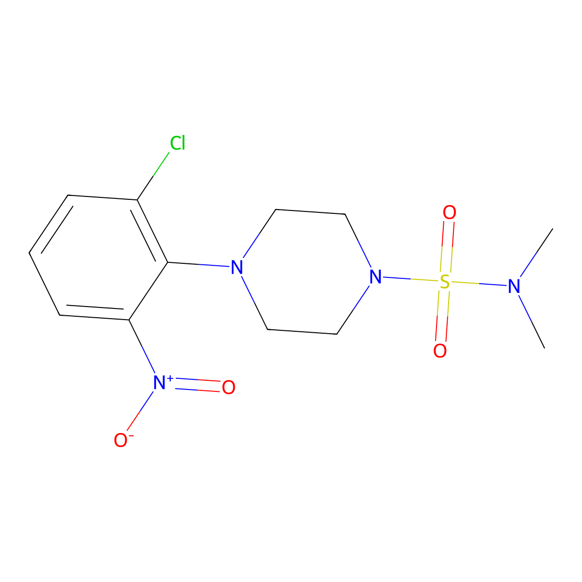 4-(2-chloro-6-nitrophenyl)-N,N-dimethylpiperazine-1-sulfonamide molecular structure, CAS 299921-57-6