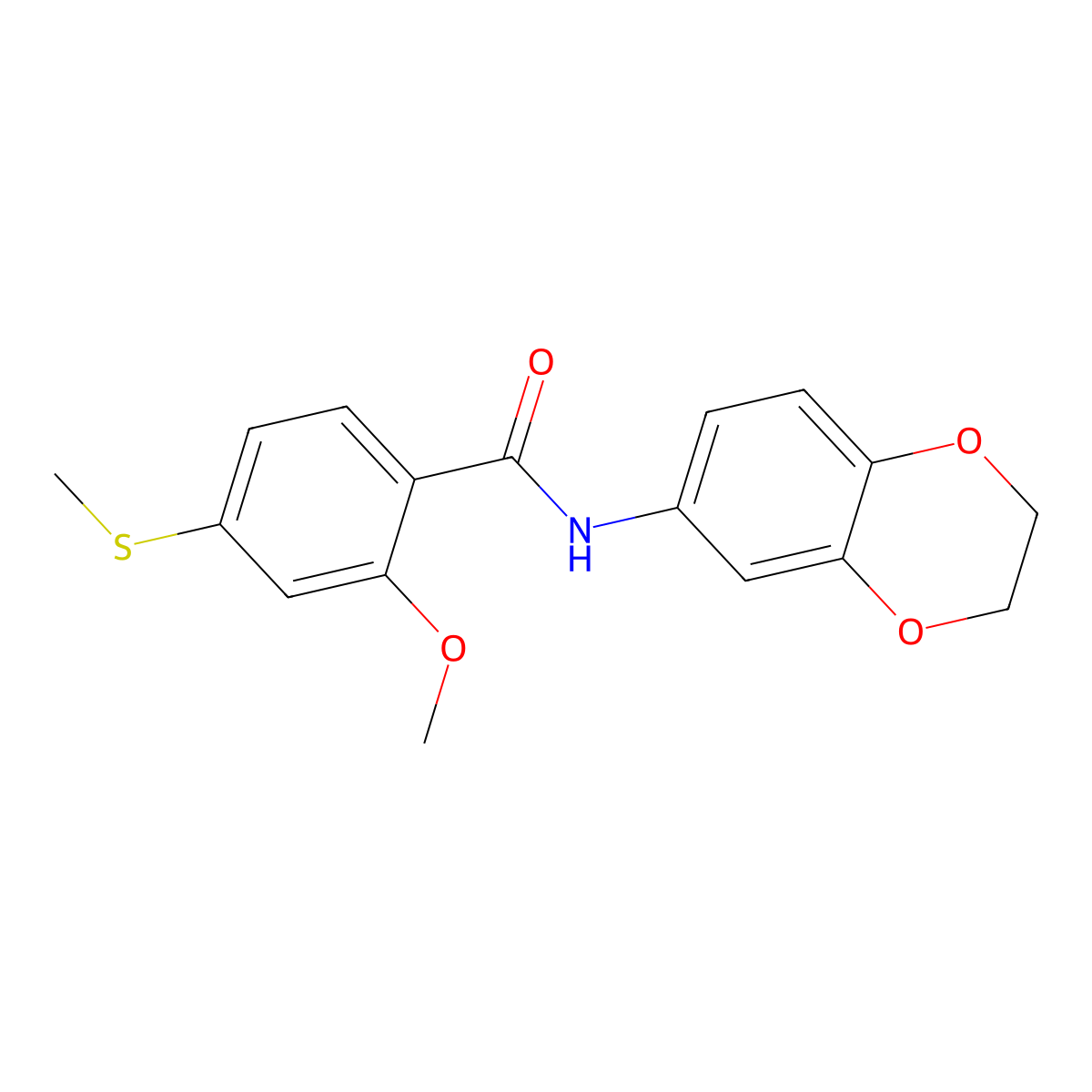 N-(2,3-dihydro-1,4-benzodioxin-6-yl)-2-methoxy-4-methylsulfanylbenzamide molecular structure, CAS 299921-61-2