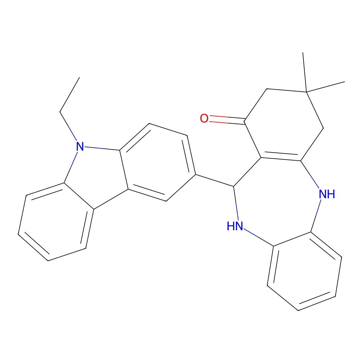 6-(9-ethylcarbazol-3-yl)-9,9-dimethyl-6,8,10,11-tetrahydro-5H-benzo[b][1,4]benzodiazepin-7-one molecular structure, CAS 299921-82-7