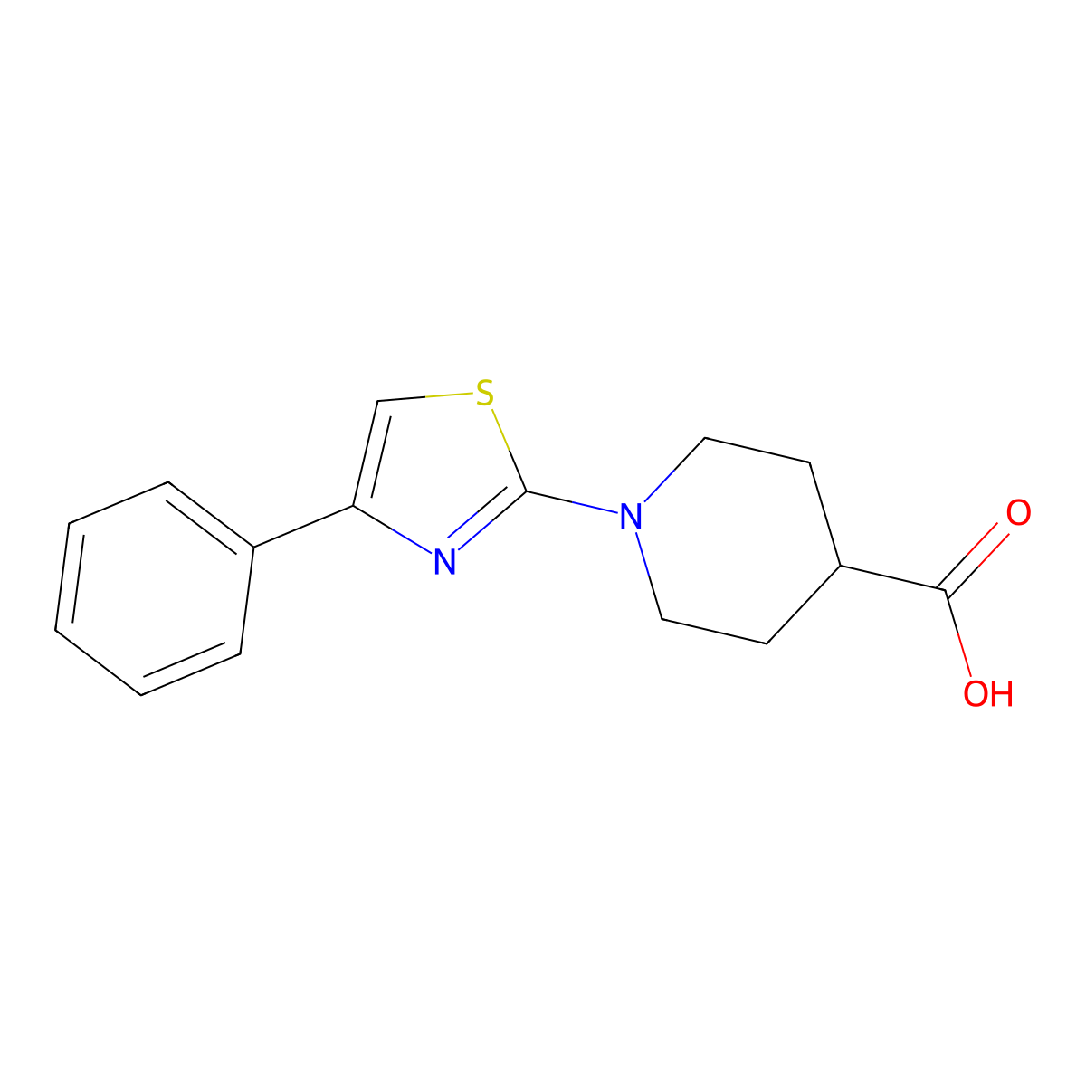 1-(4-Phenylthiazol-2-yl)piperidine-4-carboxylic acid molecular structure, CAS 299922-24-0