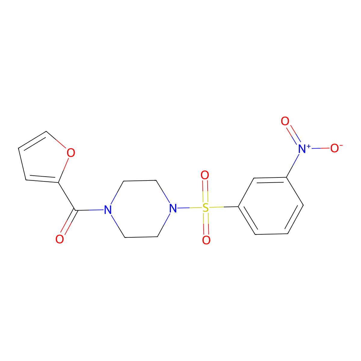 1-(2-Furoyl)-4-[(3-nitrophenyl)sulfonyl]piperazine molecular structure, CAS 299922-52-4