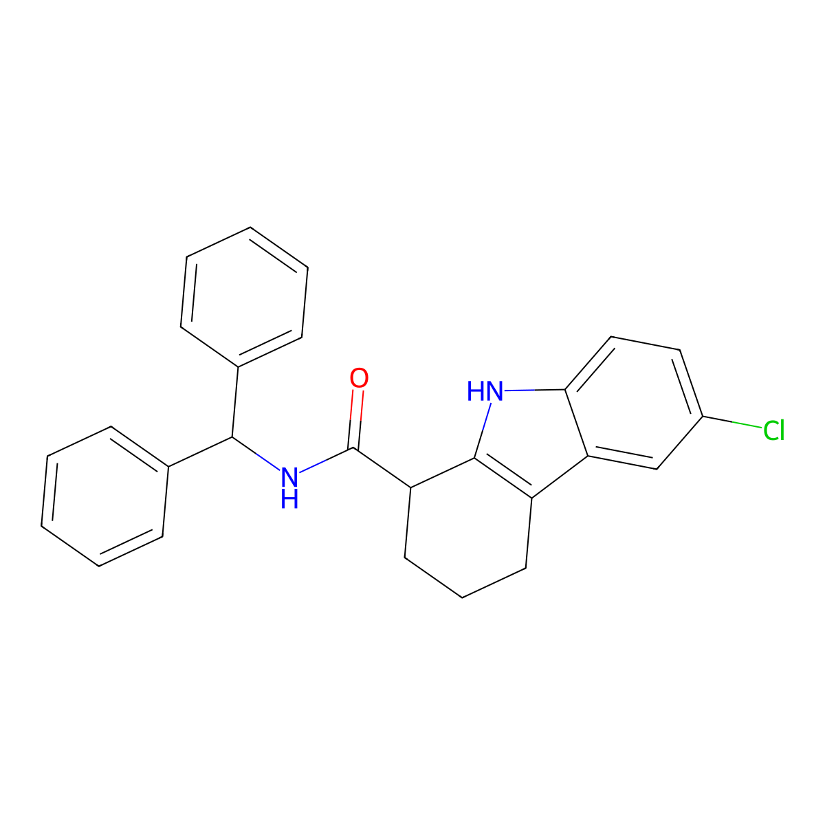 N-benzhydryl-6-chloro-2,3,4,9-tetrahydro-1H-carbazole-1-carboxamide molecular structure, CAS 299922-53-5