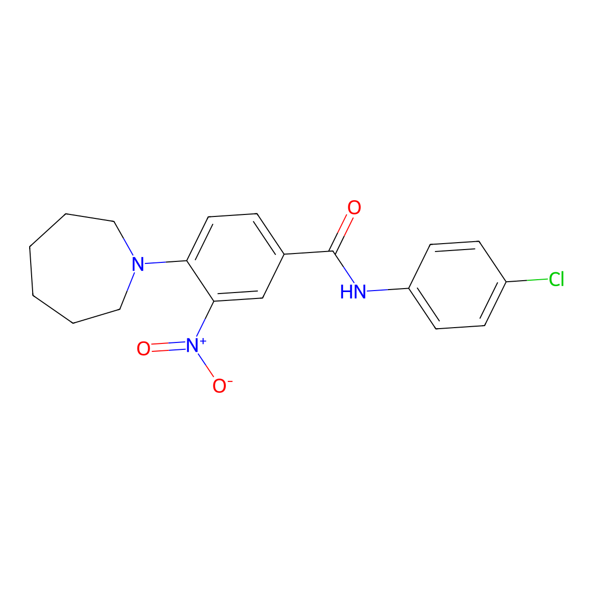 4-(azepan-1-yl)-N-(4-chlorophenyl)-3-nitrobenzamide molecular structure, CAS 299922-55-7