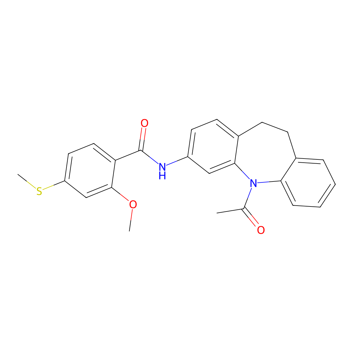 N-(11-acetyl-5,6-dihydrobenzo[b][1]benzazepin-2-yl)-2-methoxy-4-methylsulfanylbenzamide molecular structure, CAS 299923-58-3
