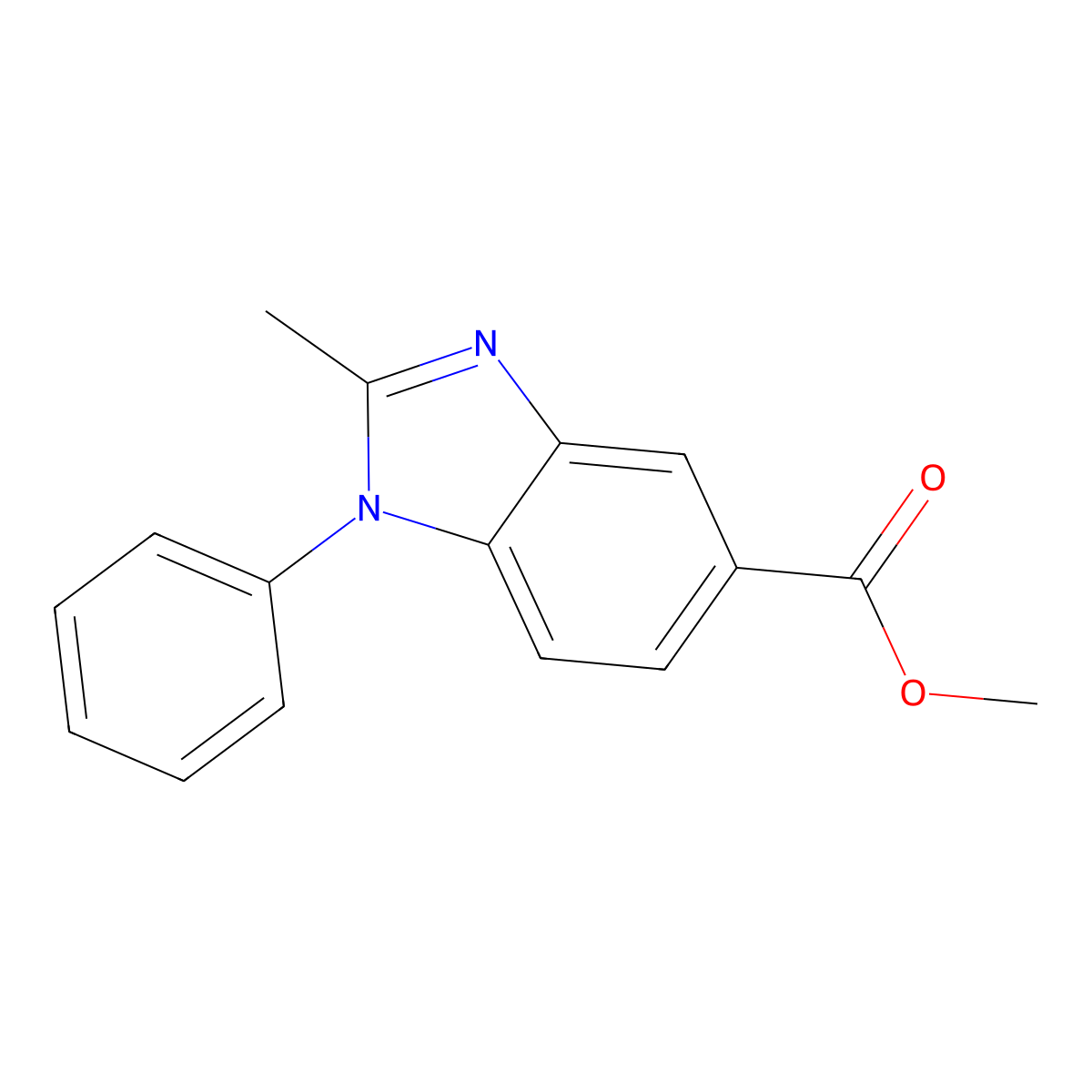 Methyl 2-methyl-1-phenyl-1,3-benzodiazole-5-carboxylate molecular structure, CAS 299927-10-9