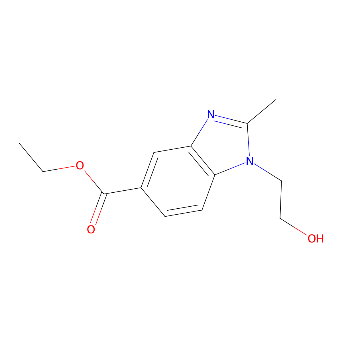 Ethyl 1-(2-hydroxyethyl)-2-methyl-1H-benzimidazole-5-carboxylate molecular structure, CAS 299927-12-1