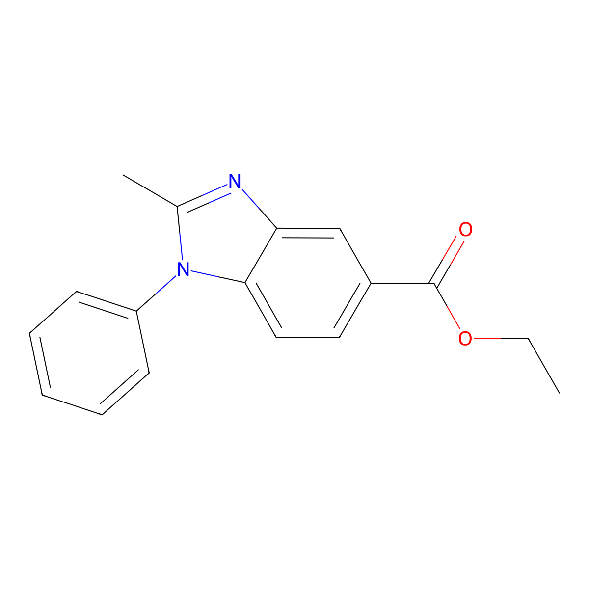 Ethyl 2-methyl-1-phenyl-1H-benzimidazole-5-carboxylate molecular structure, CAS 299927-13-2