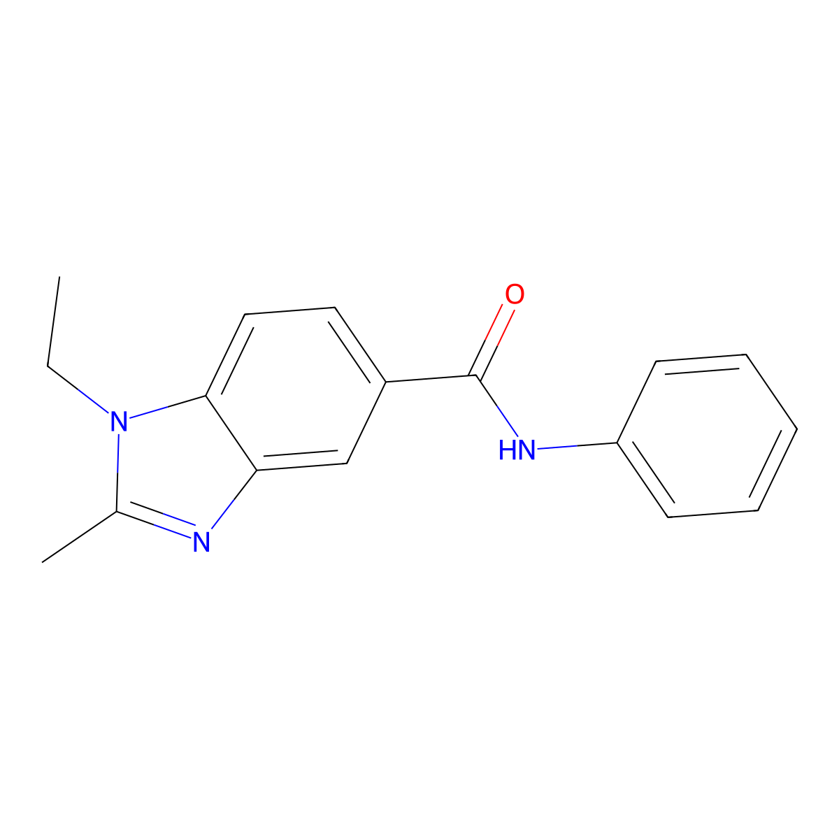 1-ethyl-2-methyl-N-phenylbenzimidazole-5-carboxamide molecular structure, CAS 299927-14-3