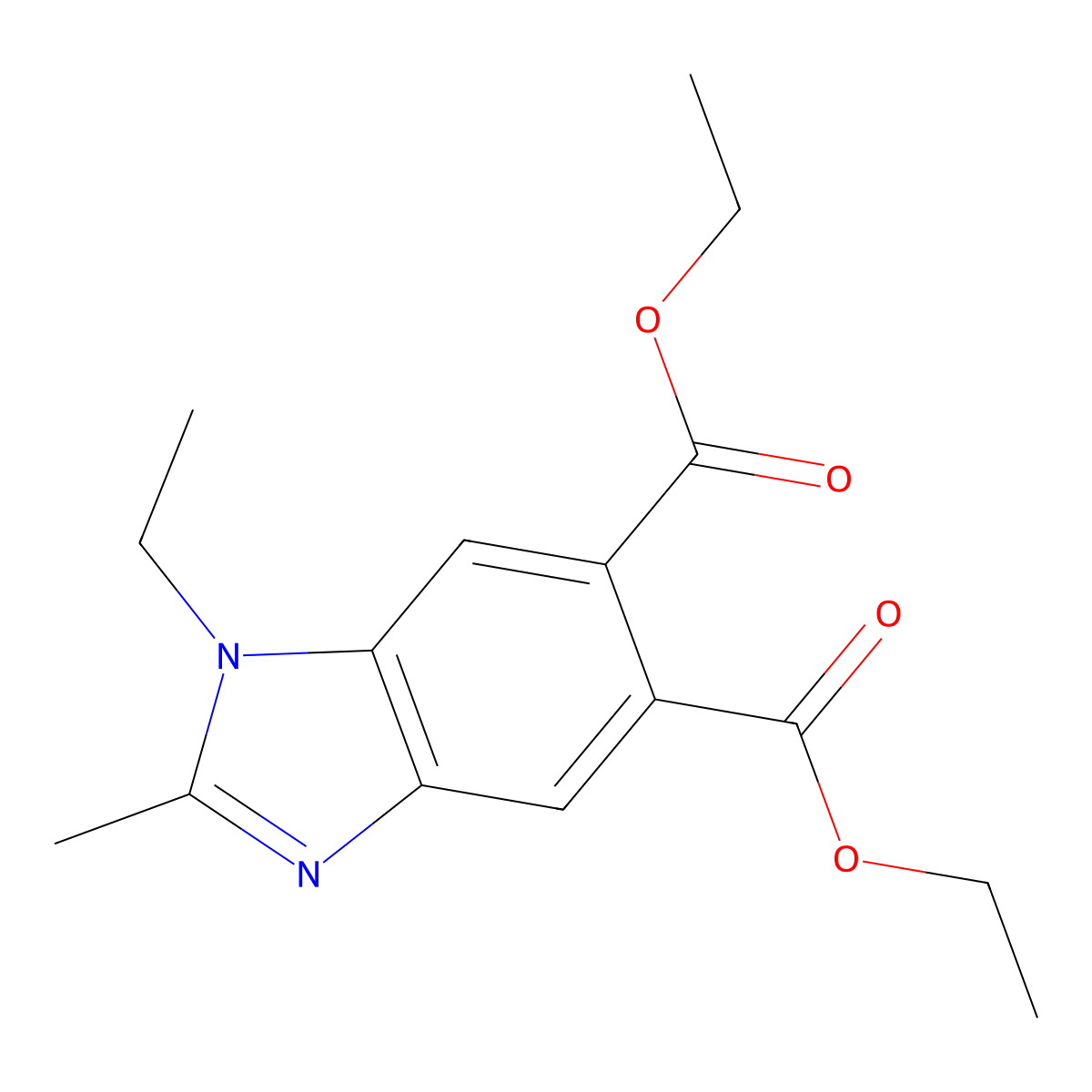 diethyl 1-ethyl-2-methyl-1H-benzimidazole-5,6-dicarboxylate molecular structure, CAS 299927-15-4