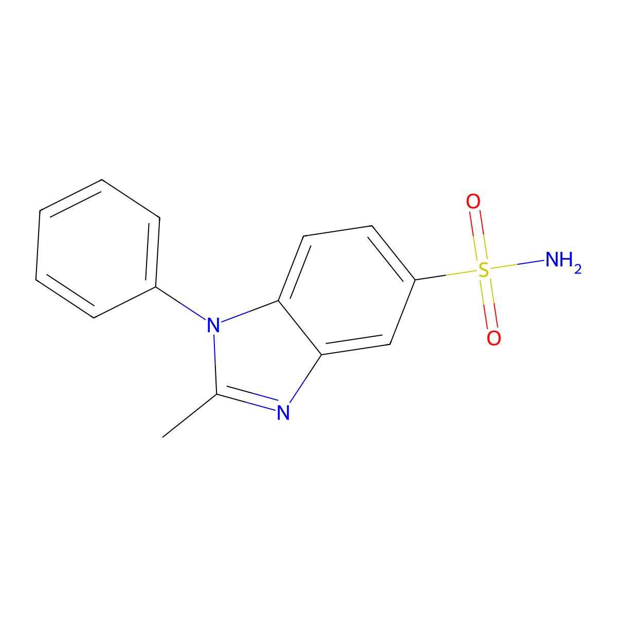 2-Methyl-1-phenylbenzimidazole-5-sulfonamide molecular structure, CAS 299927-17-6