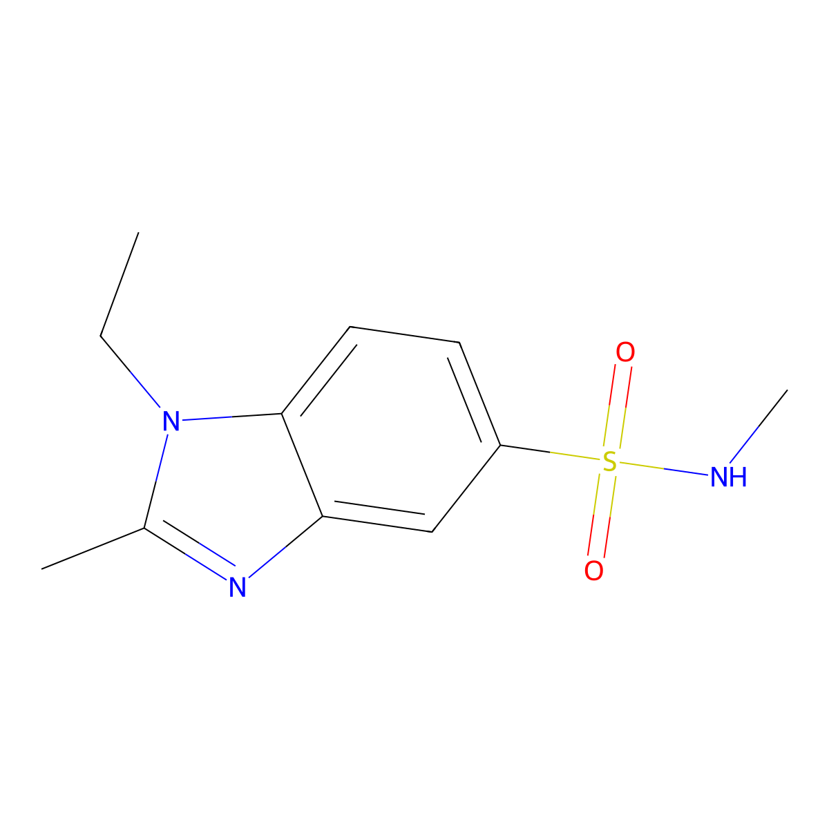 1-ethyl-N,2-dimethylbenzimidazole-5-sulfonamide molecular structure, CAS 299927-18-7