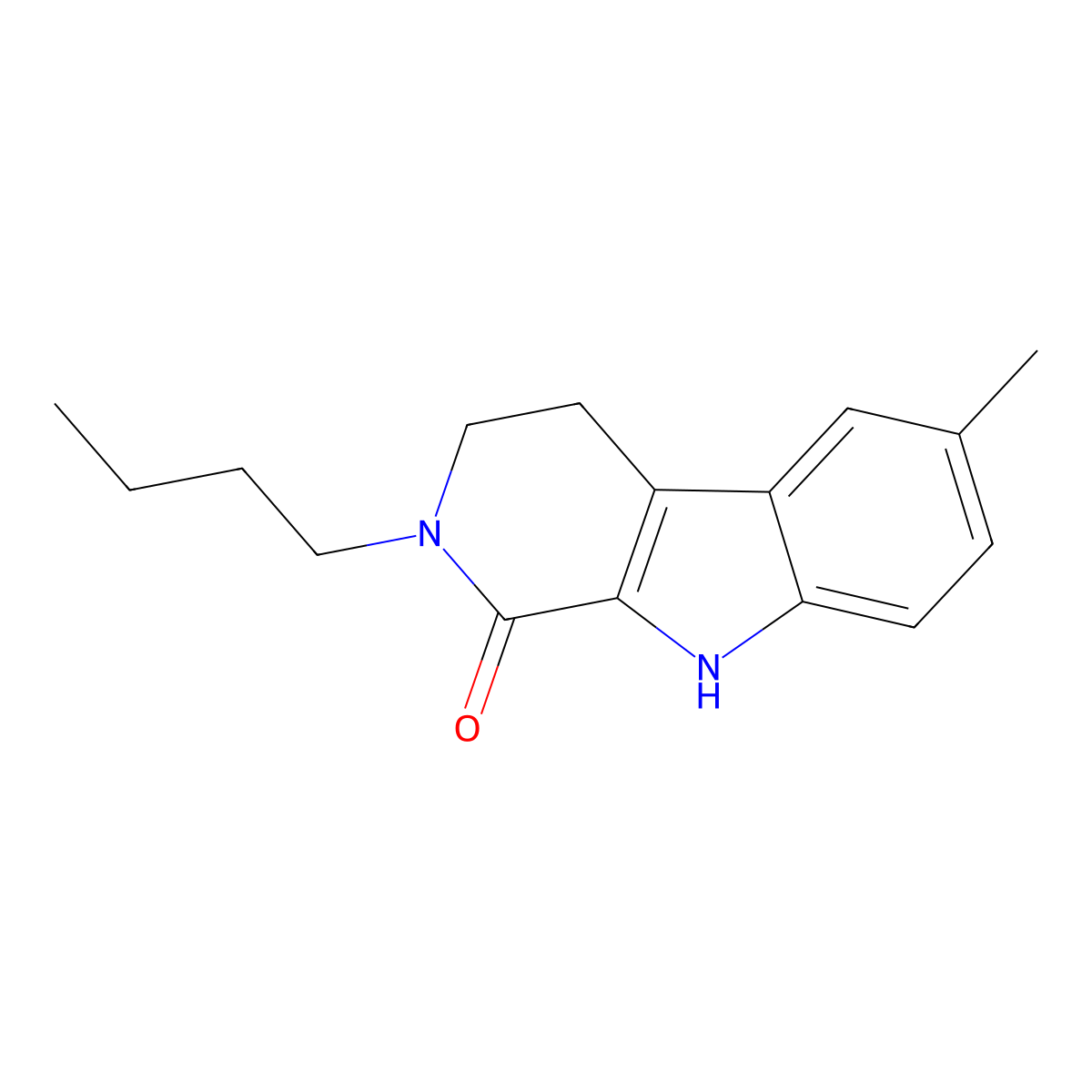 2-butyl-6-methyl-2,3,4,9-tetrahydro-1H-beta-carbolin-1-one molecular structure, CAS 299928-42-0