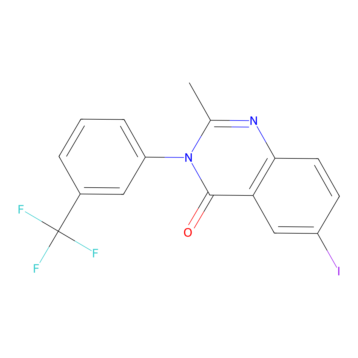 6-Iodo-2-methyl-3-[3-(trifluoromethyl)phenyl]quinazolin-4-one molecular structure, CAS 299928-58-8