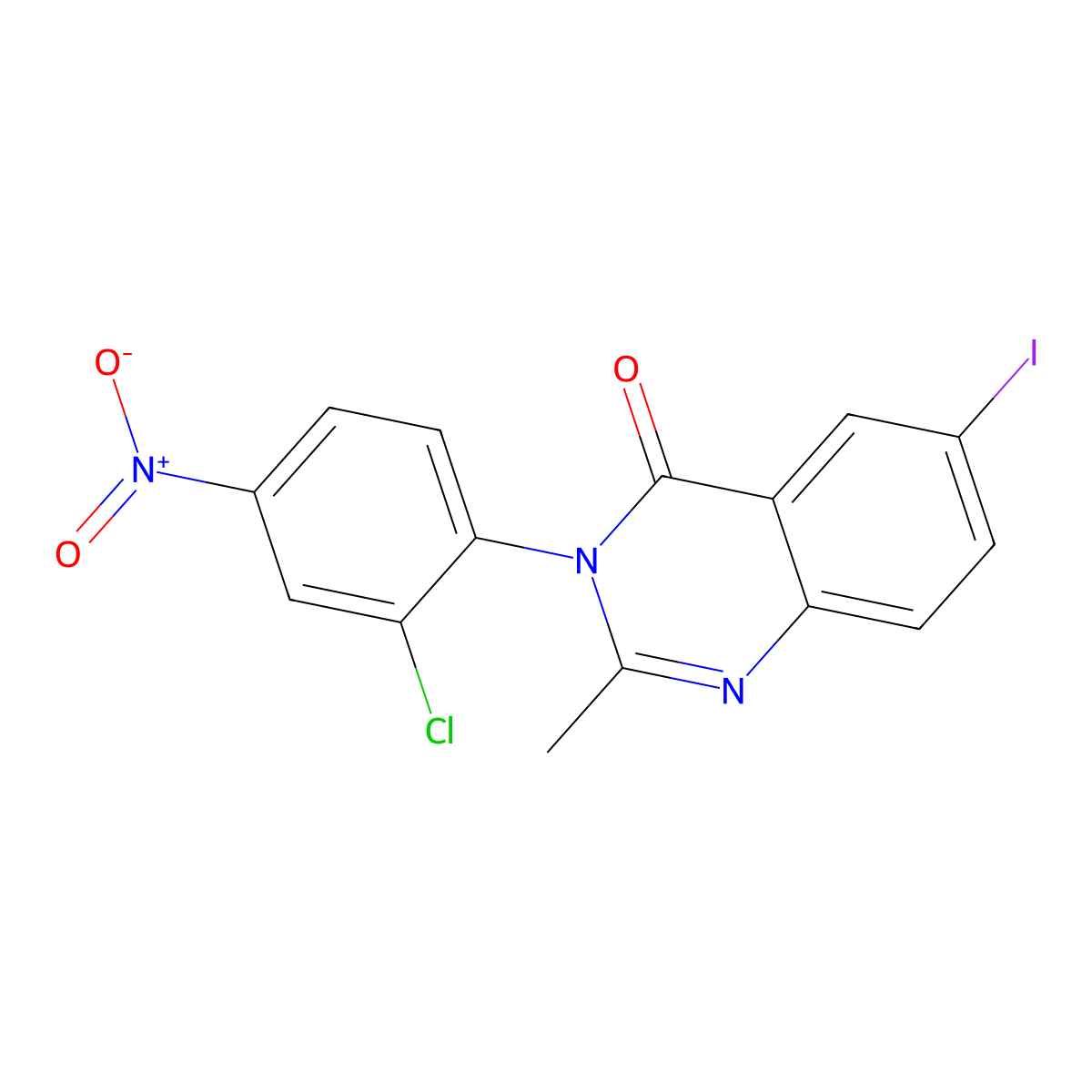 3-(2-Chloro-4-nitrophenyl)-6-iodo-2-methylquinazolin-4-one molecular structure, CAS 299928-62-4