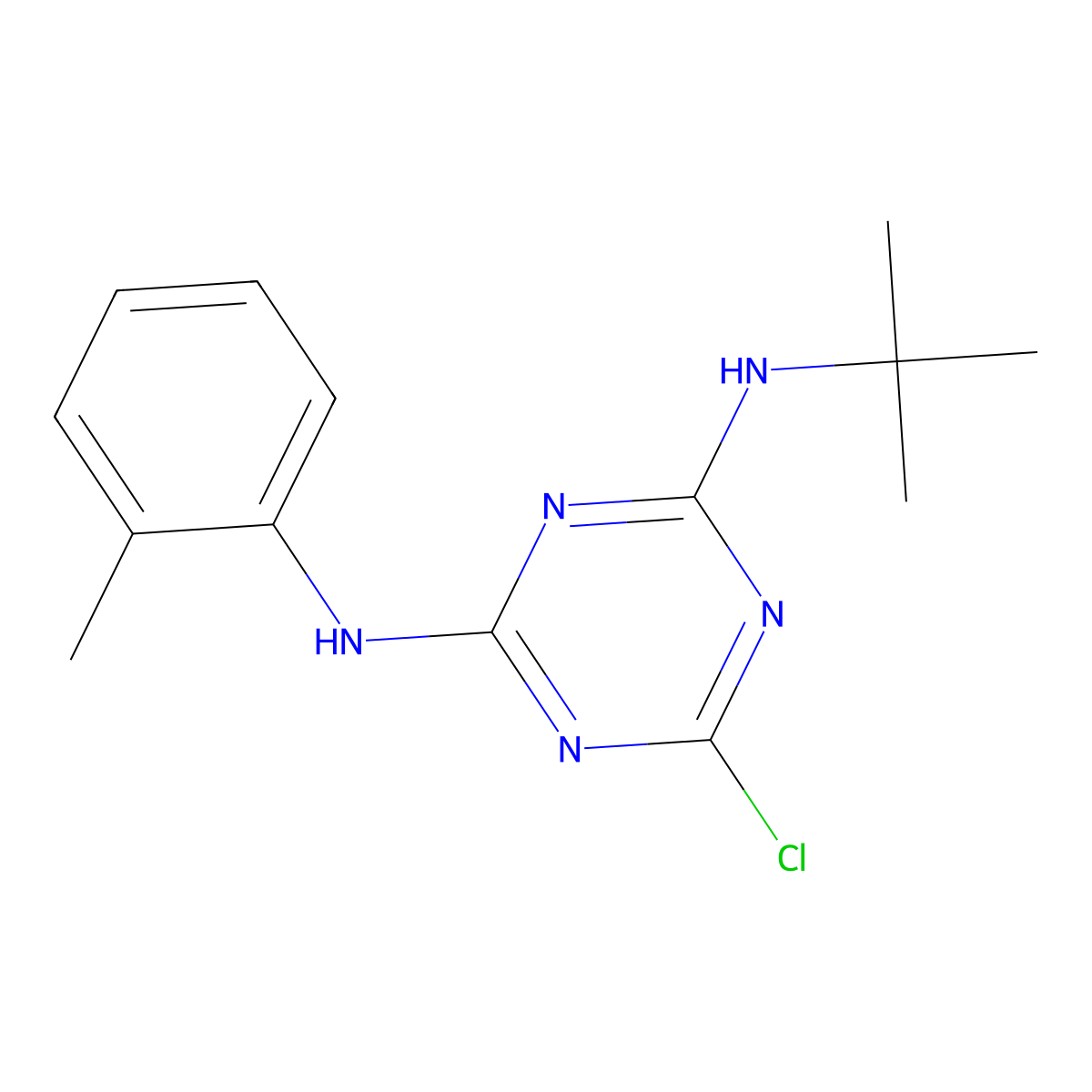 2-N-tert-butyl-6-chloro-4-N-(2-methylphenyl)-1,3,5-triazine-2,4-diamine molecular structure, CAS 299929-73-0