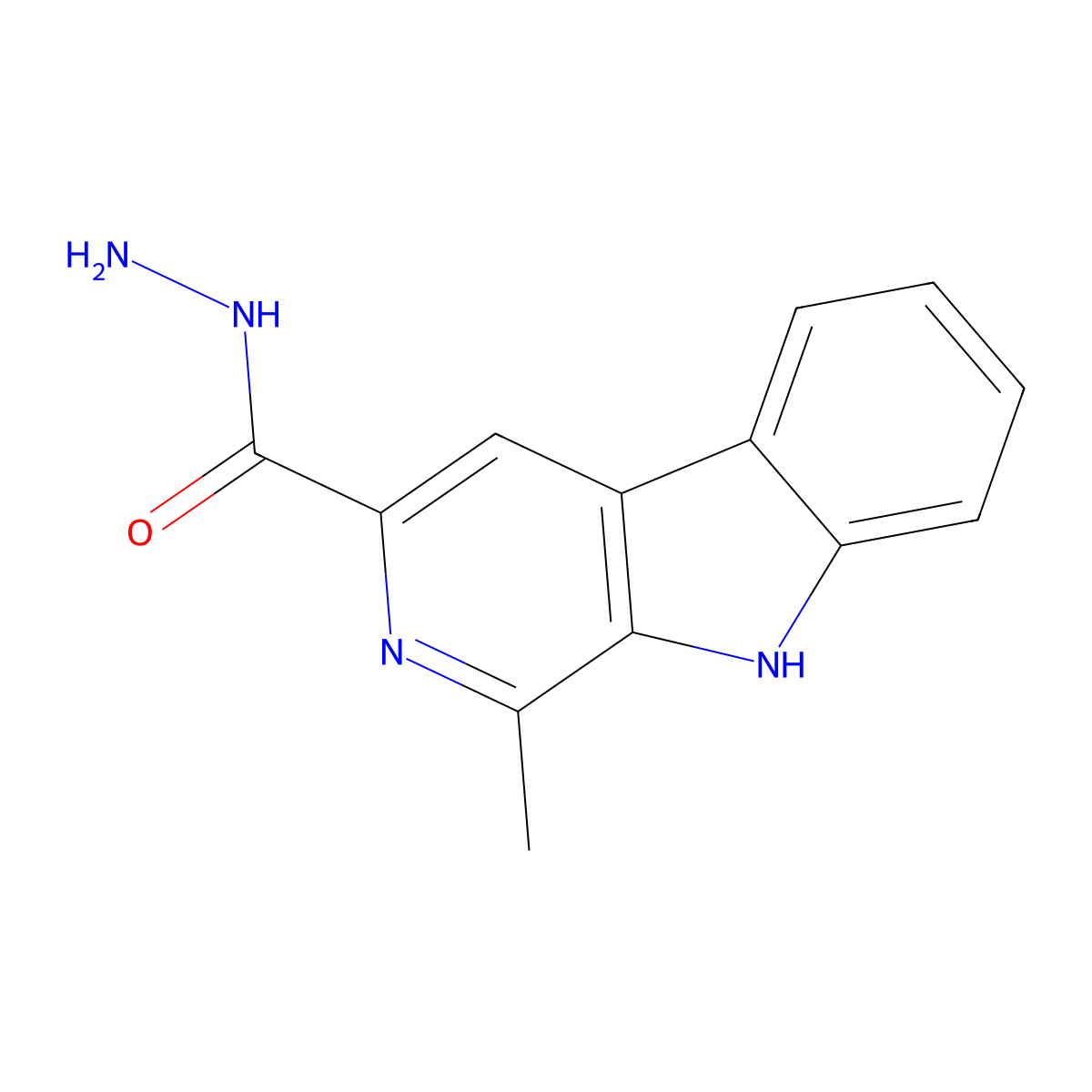 1-Methyl-9h-pyrido[3,4-b]indole-3-carboxylic acid hydrazide molecular structure, CAS 299929-79-6