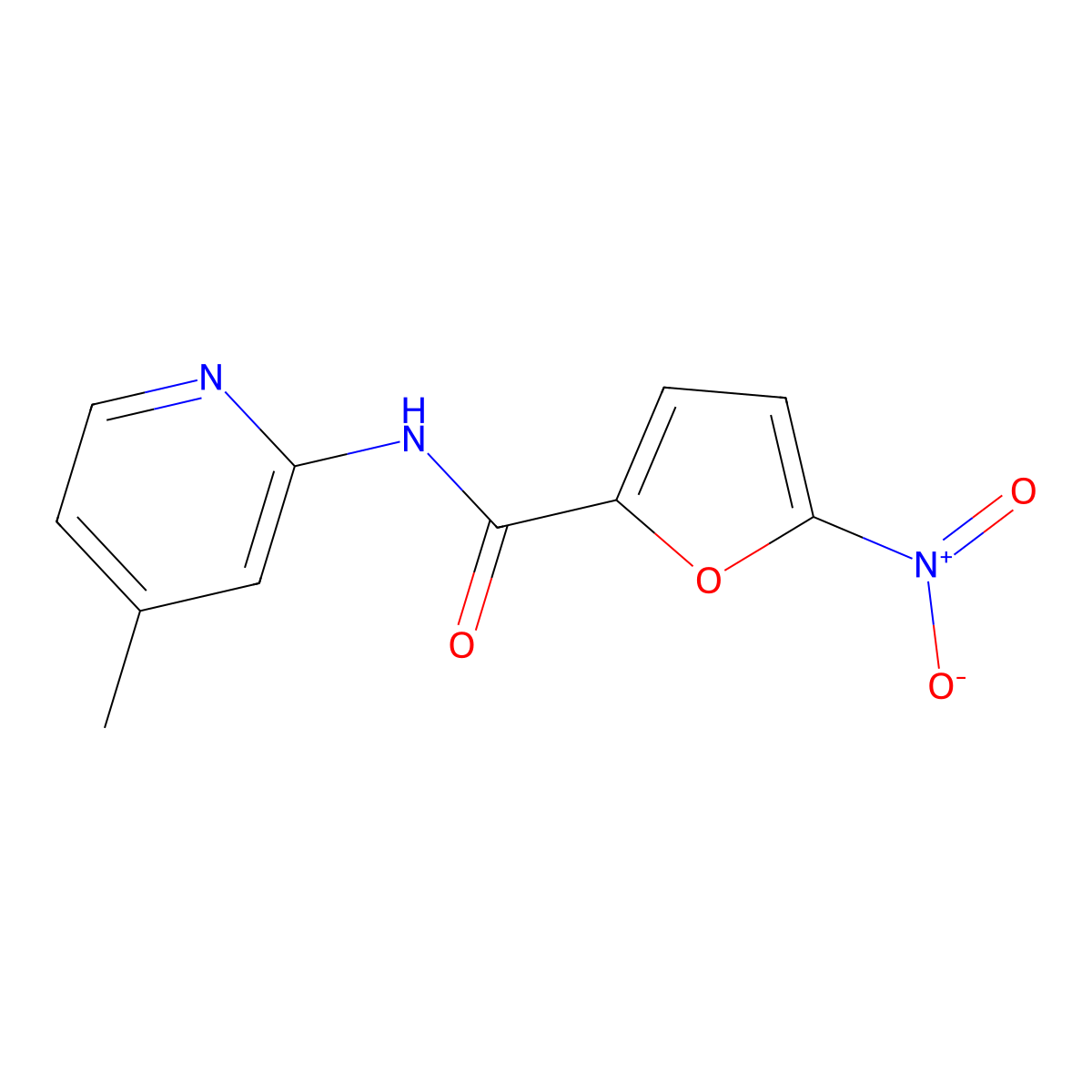 N-(4-methyl-2-pyridinyl)-5-nitro-2-furancarboxamide molecular structure, CAS 299930-33-9