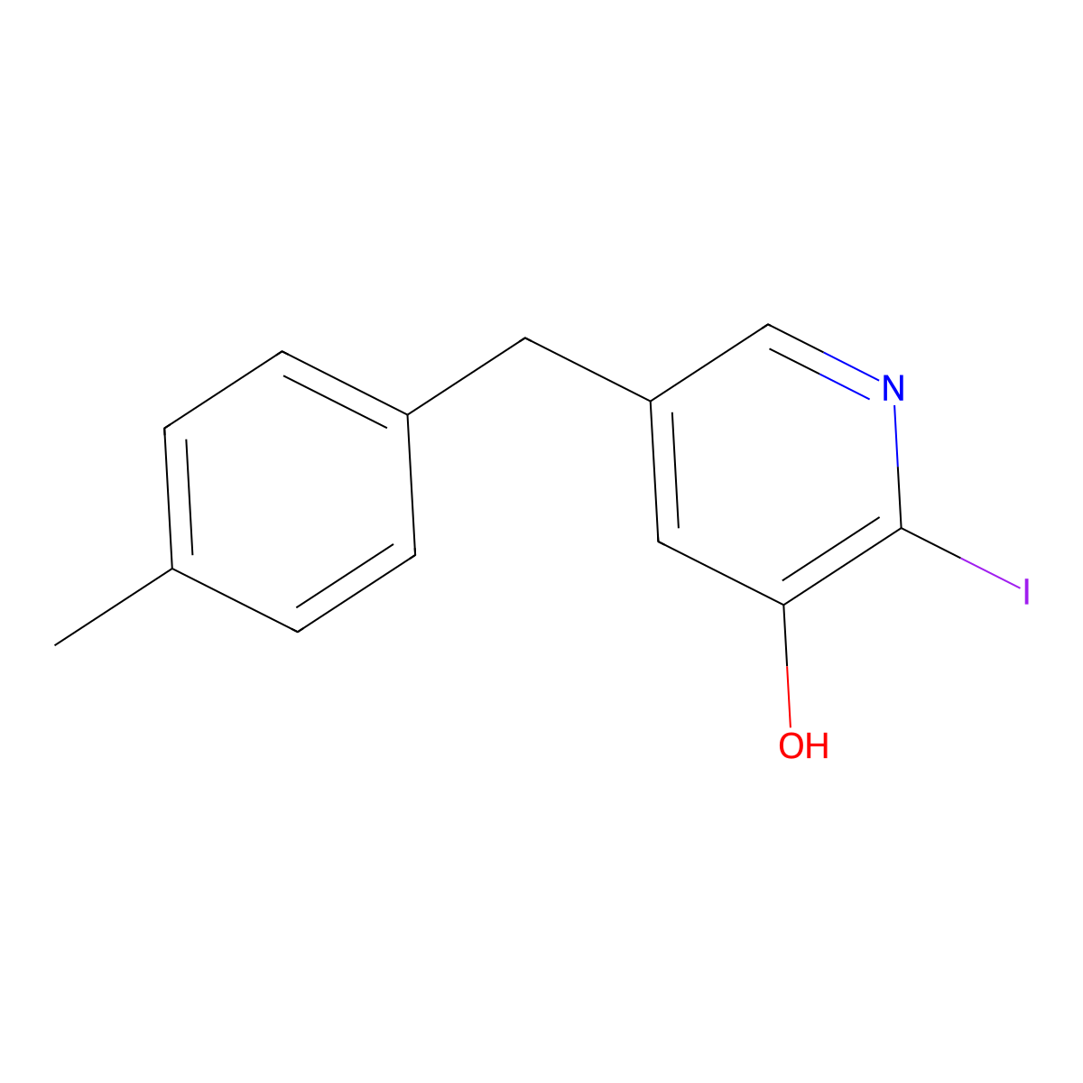 2-Iodo-5-[(4-methylphenyl)methyl]pyridin-3-ol molecular structure, CAS 299930-37-3