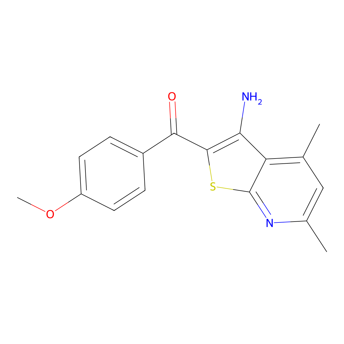 (3-Amino-4,6-dimethylthieno[2,3-b]pyridin-2-yl)(4-methoxyphenyl)methanone molecular structure, CAS 299932-44-8