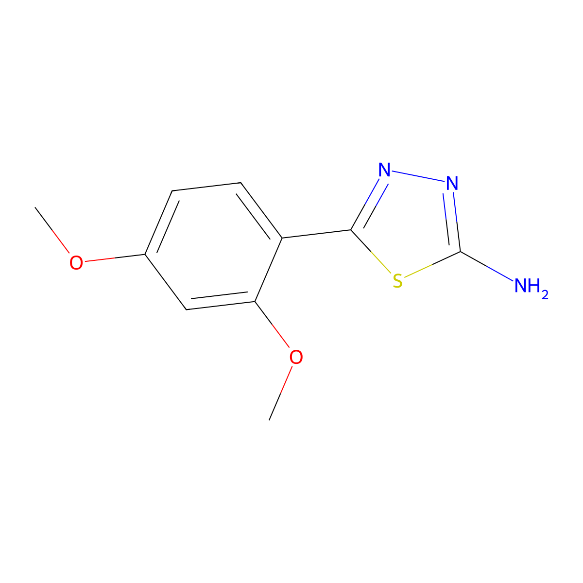 5-(2,4-Dimethoxyphenyl)-1,3,4-thiadiazol-2-amine molecular structure, CAS 299932-63-1