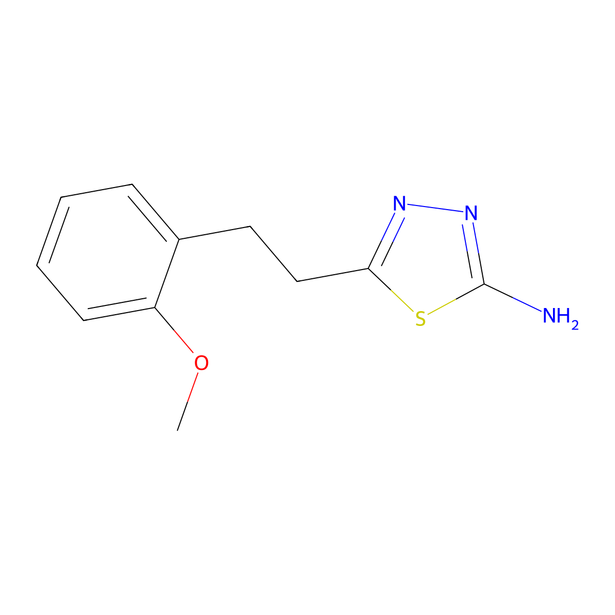 5-[2-(2-Methoxy-phenyl)-ethyl]-[1,3,4]thiadiazol-2-ylamine molecular structure, CAS 299932-80-2