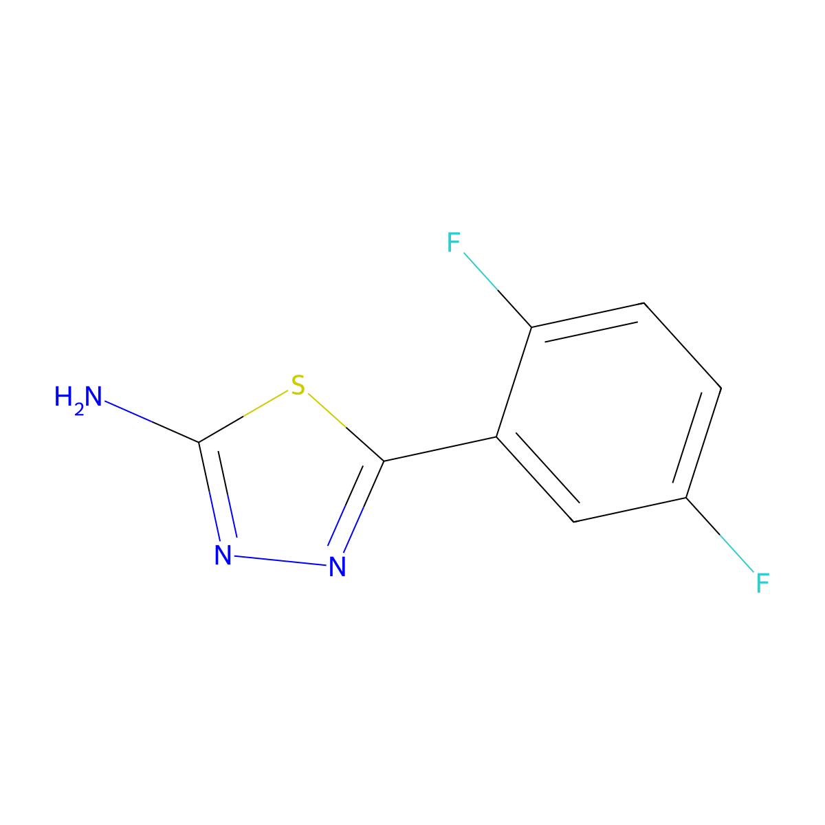 5-(2,5-Difluorophenyl)-1,3,4-thiadiazol-2-amine molecular structure, CAS 299932-95-9