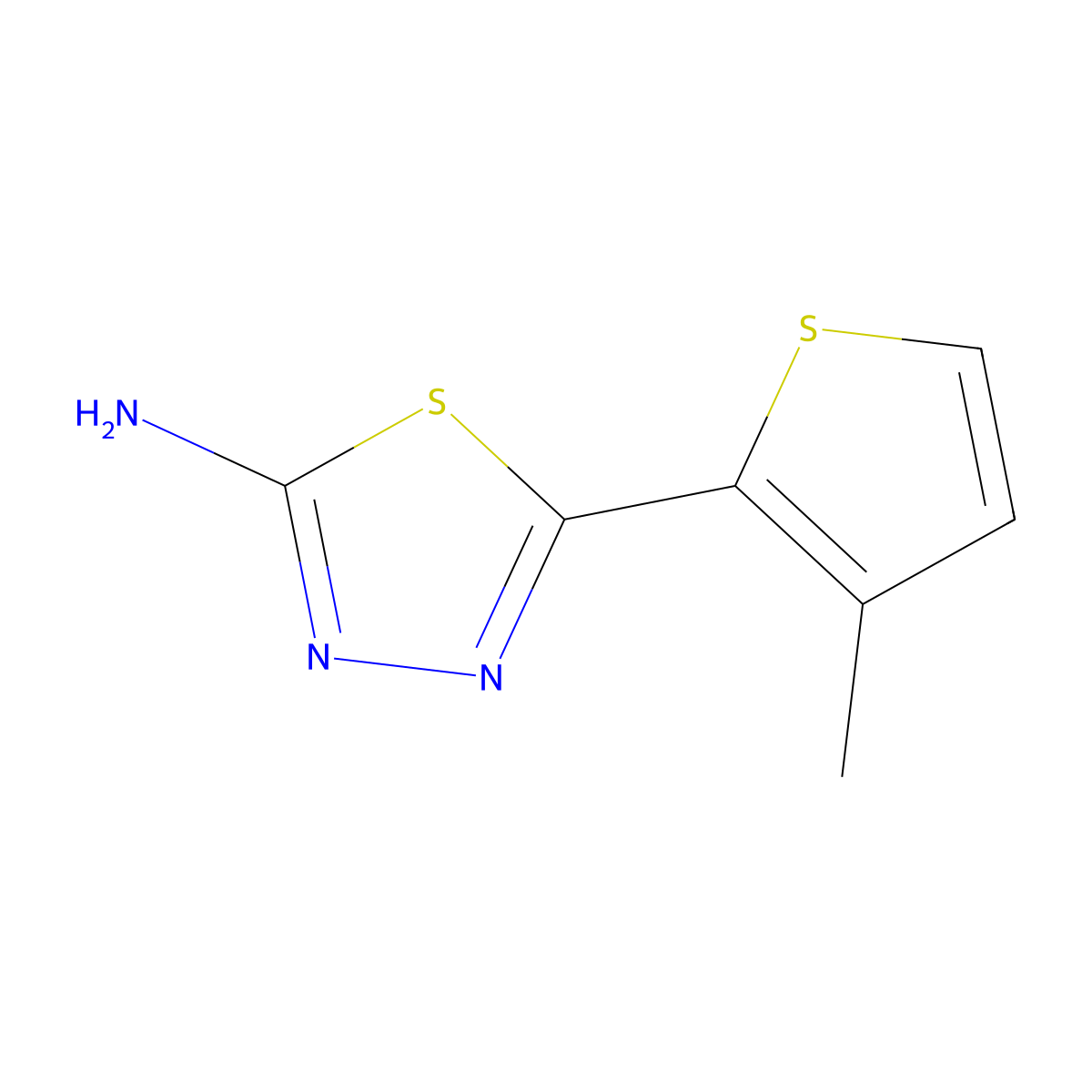 5-(3-Methylthiophen-2-yl)-1,3,4-thiadiazol-2-amine molecular structure, CAS 299933-32-7