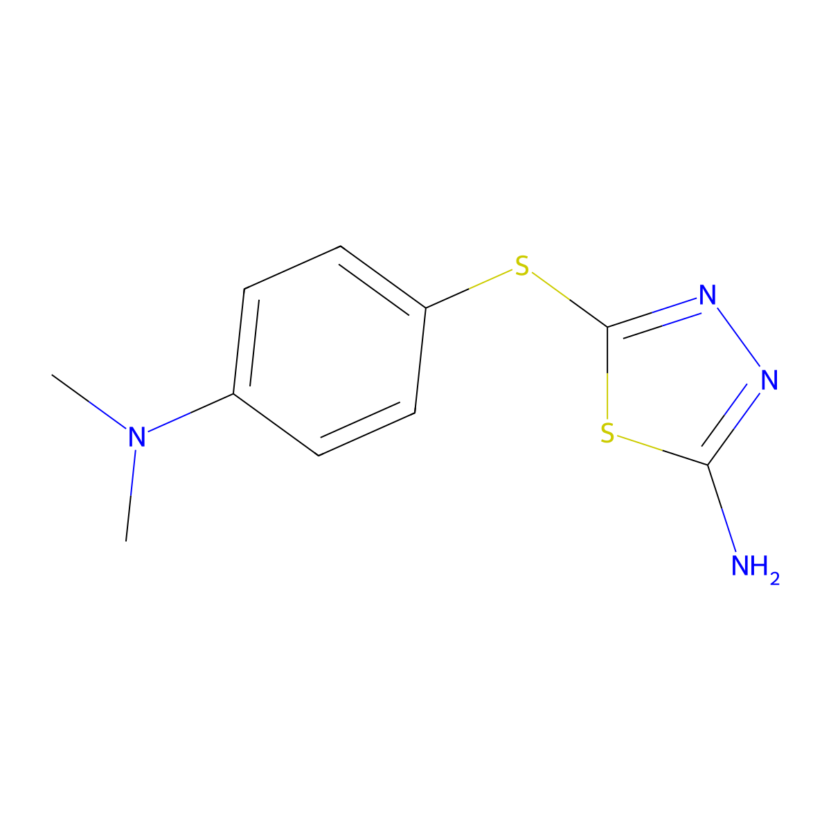 5-{[4-(Dimethylamino)phenyl]sulfanyl}-1,3,4-thiadiazol-2-amine molecular structure, CAS 299933-42-9