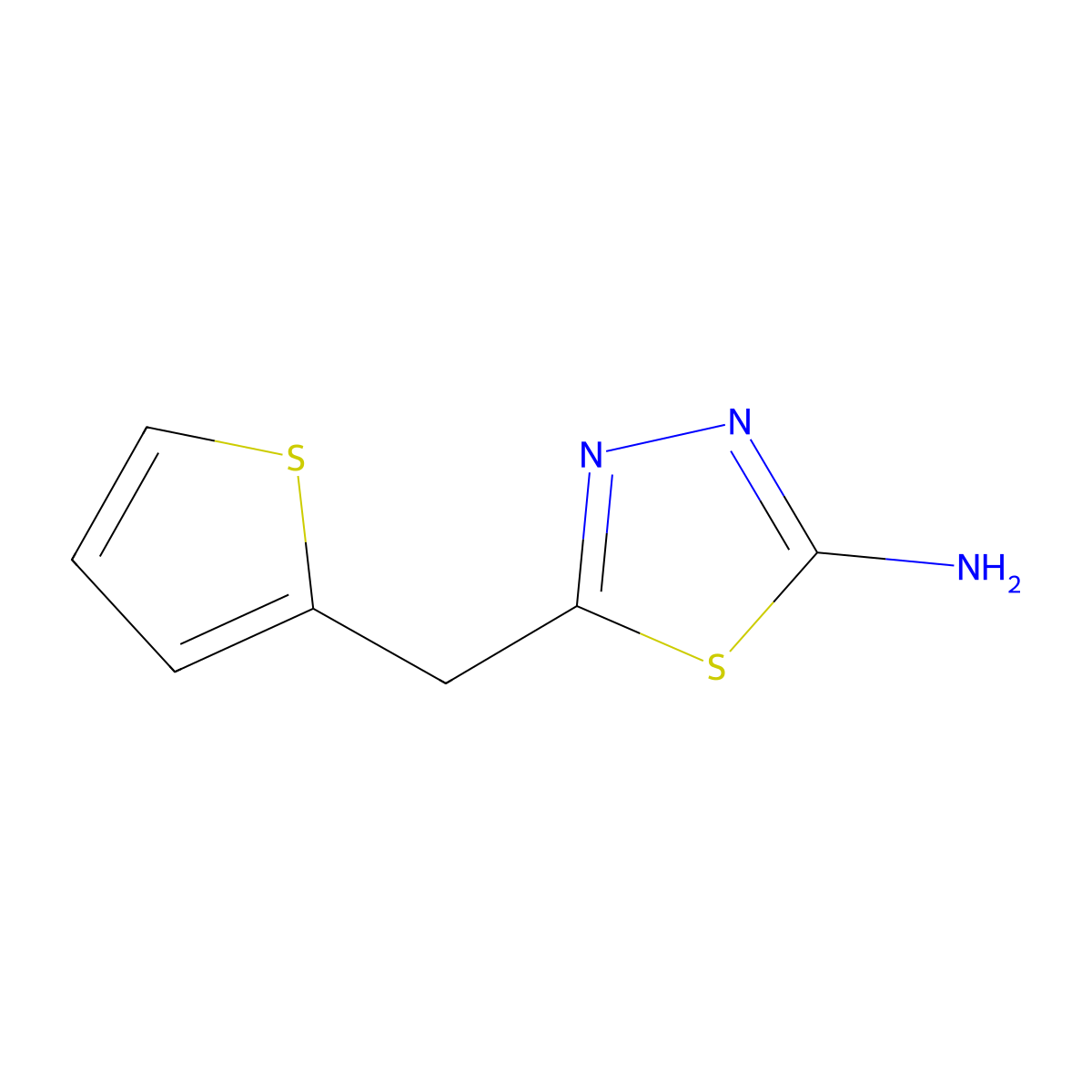 5-(Thiophen-2-ylmethyl)-1,3,4-thiadiazol-2-amine molecular structure, CAS 299933-43-0