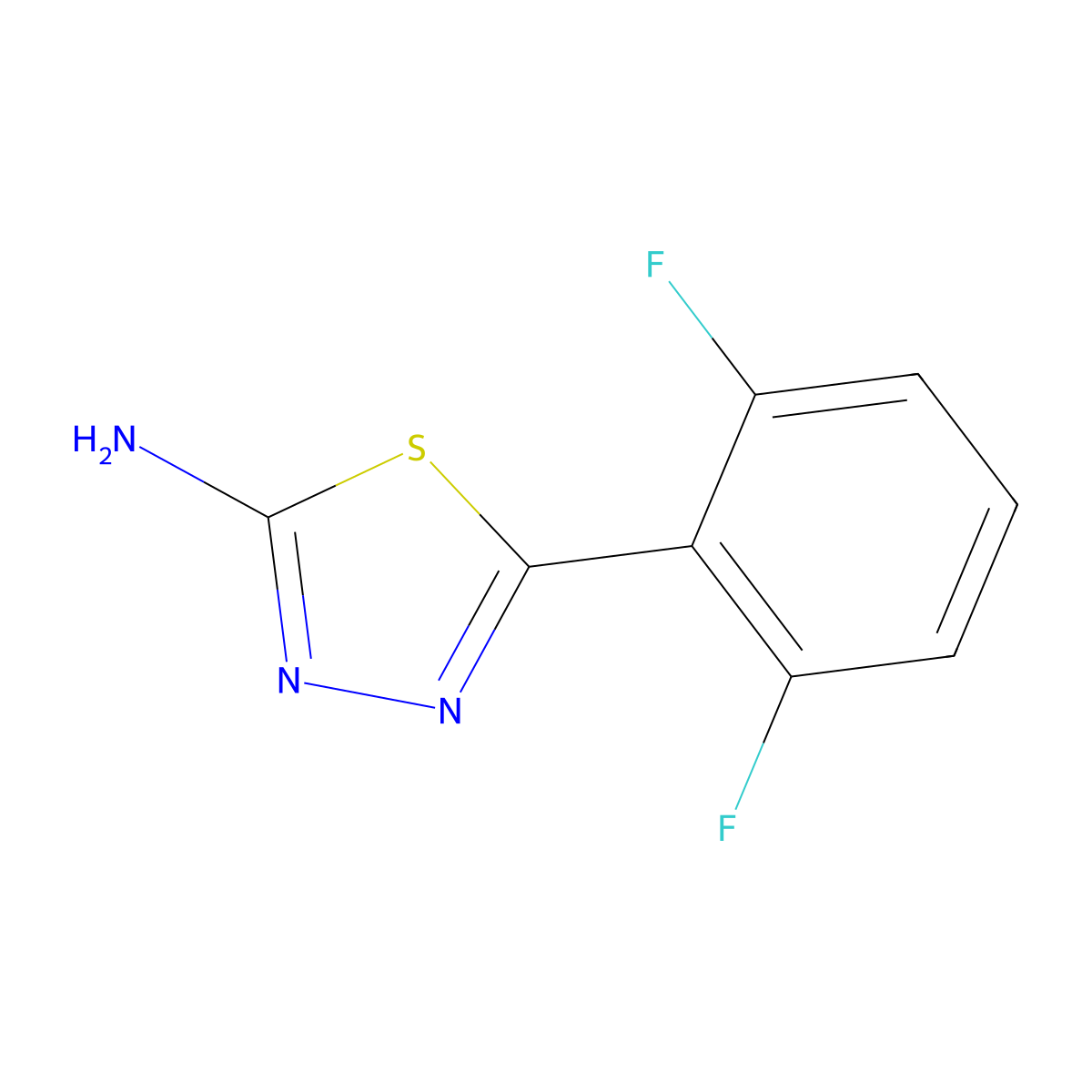 5-(2,6-Difluorophenyl)-1,3,4-thiadiazol-2-amine molecular structure, CAS 299933-69-0