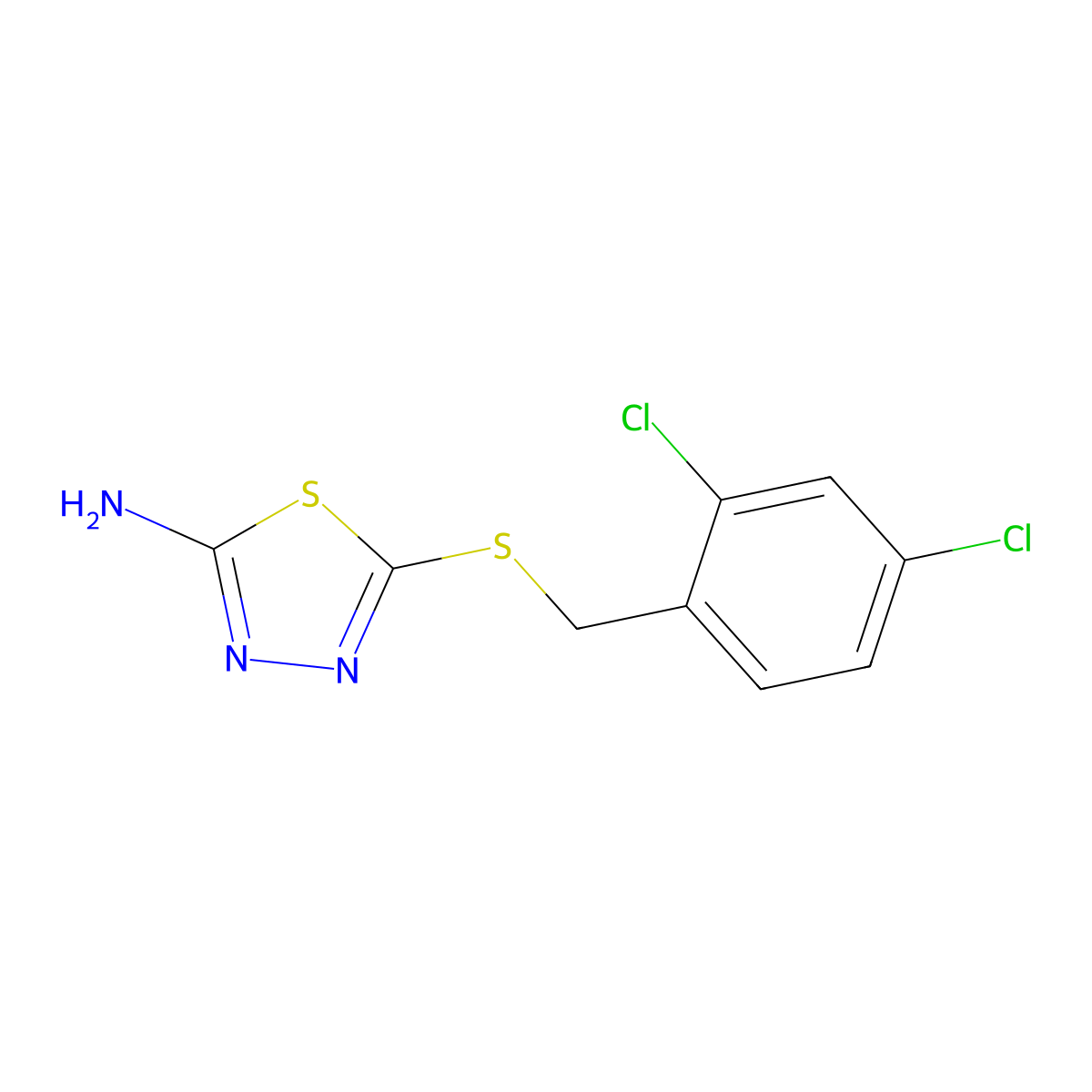 5-{[(2,4-Dichlorophenyl)methyl]sulfanyl}-1,3,4-thiadiazol-2-amine molecular structure, CAS 299933-96-3