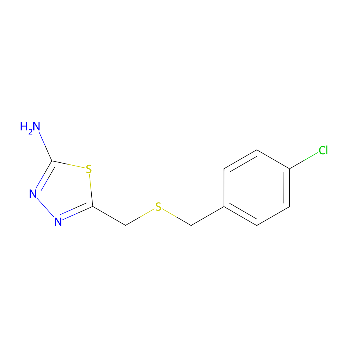 5-{[(4-Chlorobenzyl)sulfanyl]methyl}-1,3,4-thiadiazol-2-amine molecular structure, CAS 299934-12-6