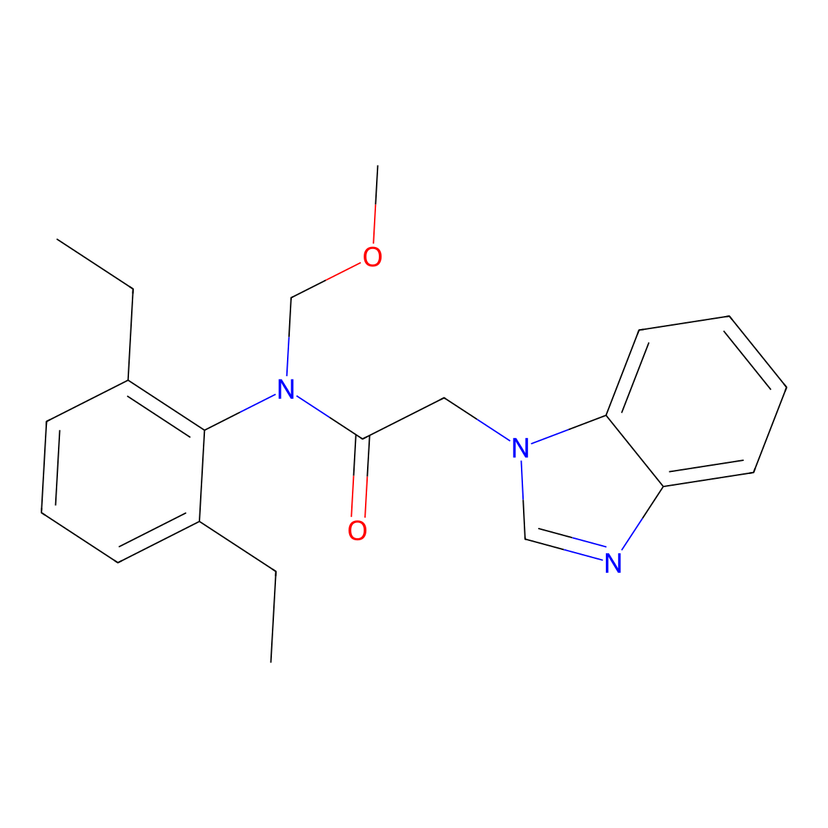 2-(1H-benzo[d]imidazol-1-yl)-N-(2,6-diethylphenyl)-N-(methoxymethyl)acetamide molecular structure, CAS 299934-39-7