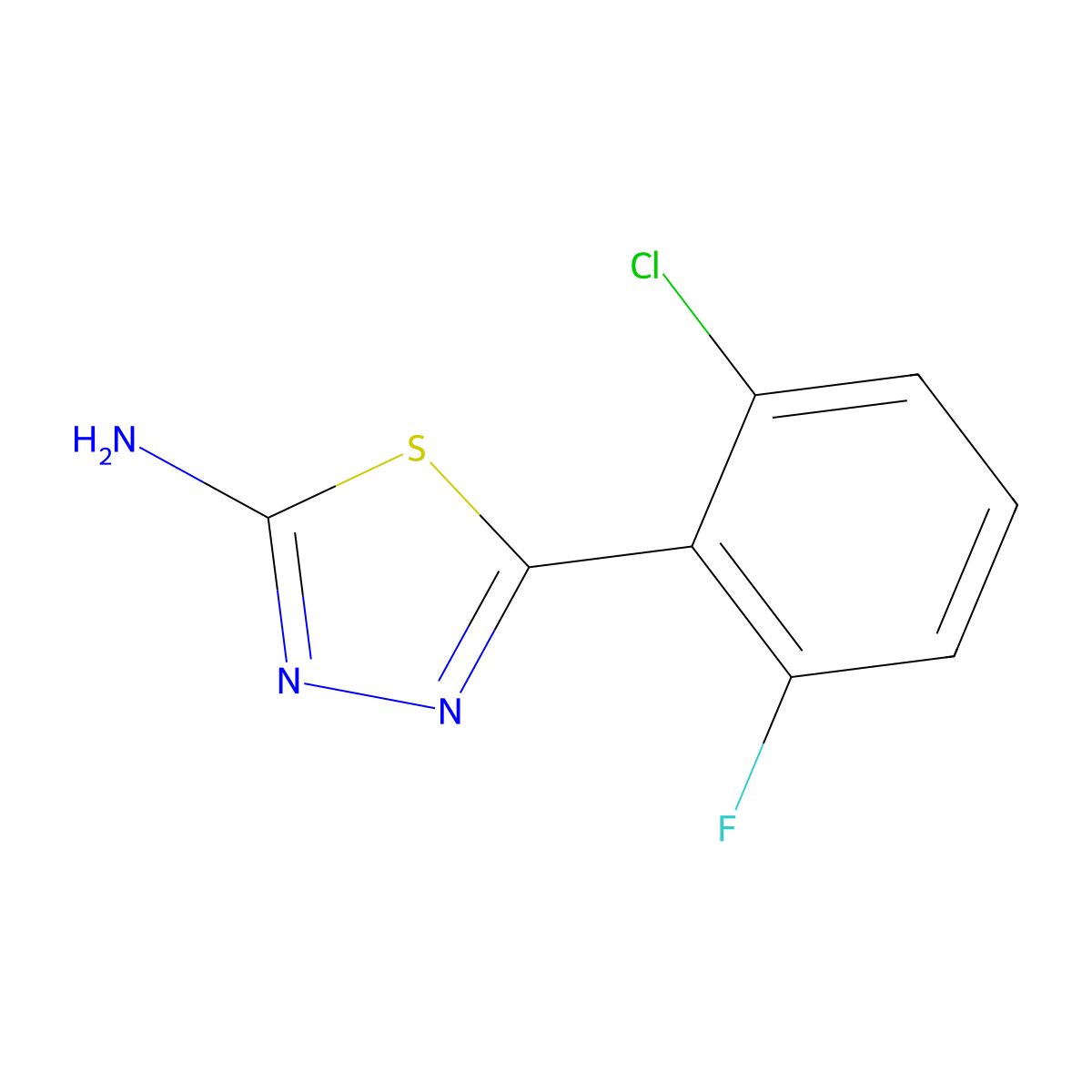 5-(2-Chloro-6-fluorophenyl)-1,3,4-thiadiazol-2-amine molecular structure, CAS 299934-62-6