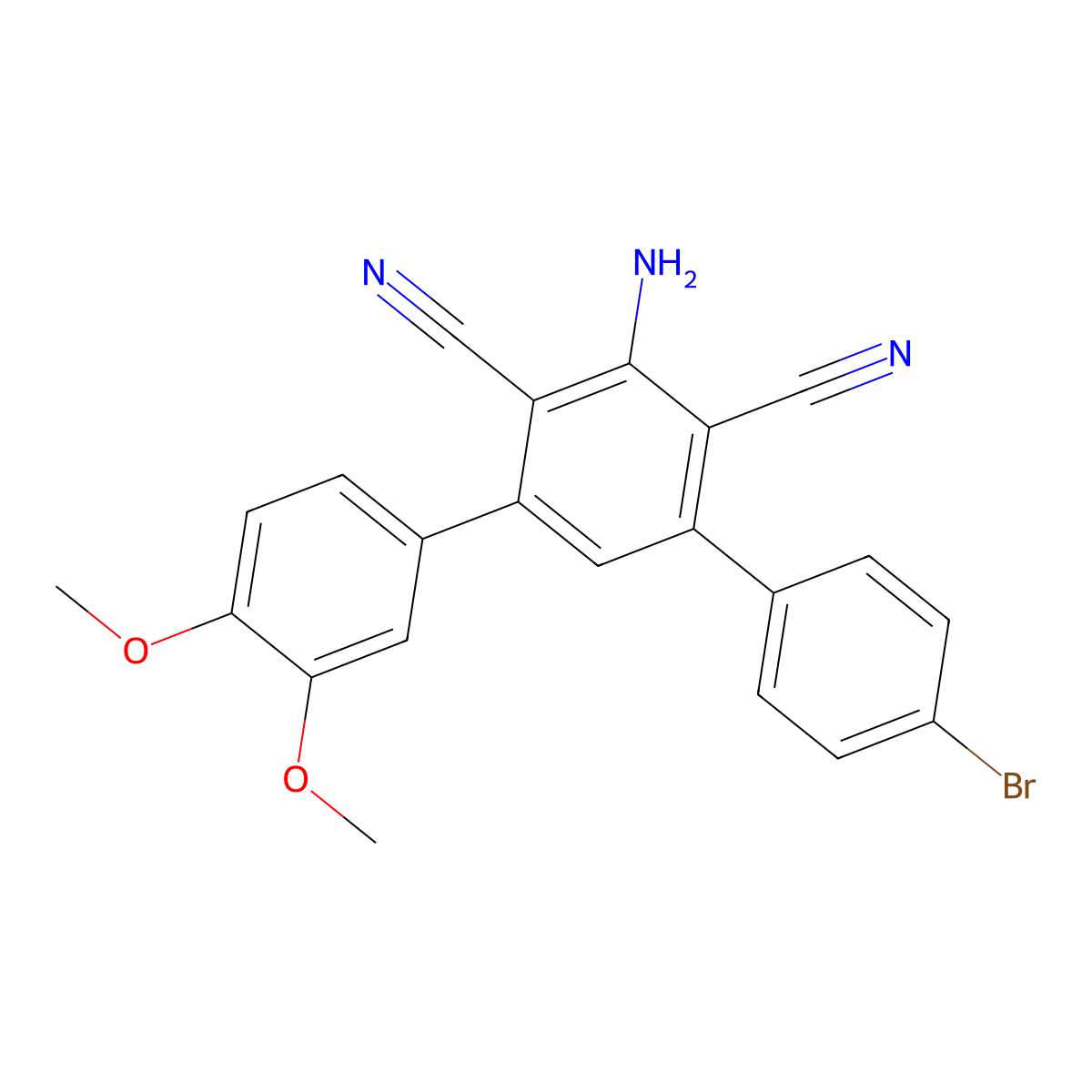 2-Amino-4-(4-bromophenyl)-6-(3,4-dimethoxyphenyl)benzene-1,3-dicarbonitrile molecular structure, CAS 299934-67-1