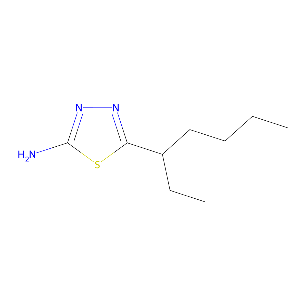 5-(1-Ethylpentyl)-1,3,4-thiadiazol-2-amine molecular structure, CAS 299934-91-1