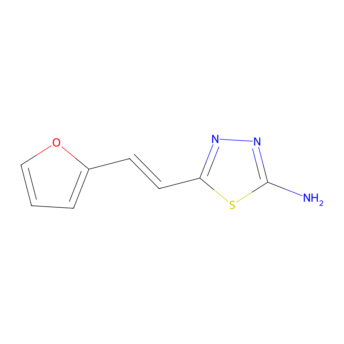 5-[2-(Furan-2-yl)ethenyl]-1,3,4-thiadiazol-2-amine molecular structure, CAS 299935-03-8