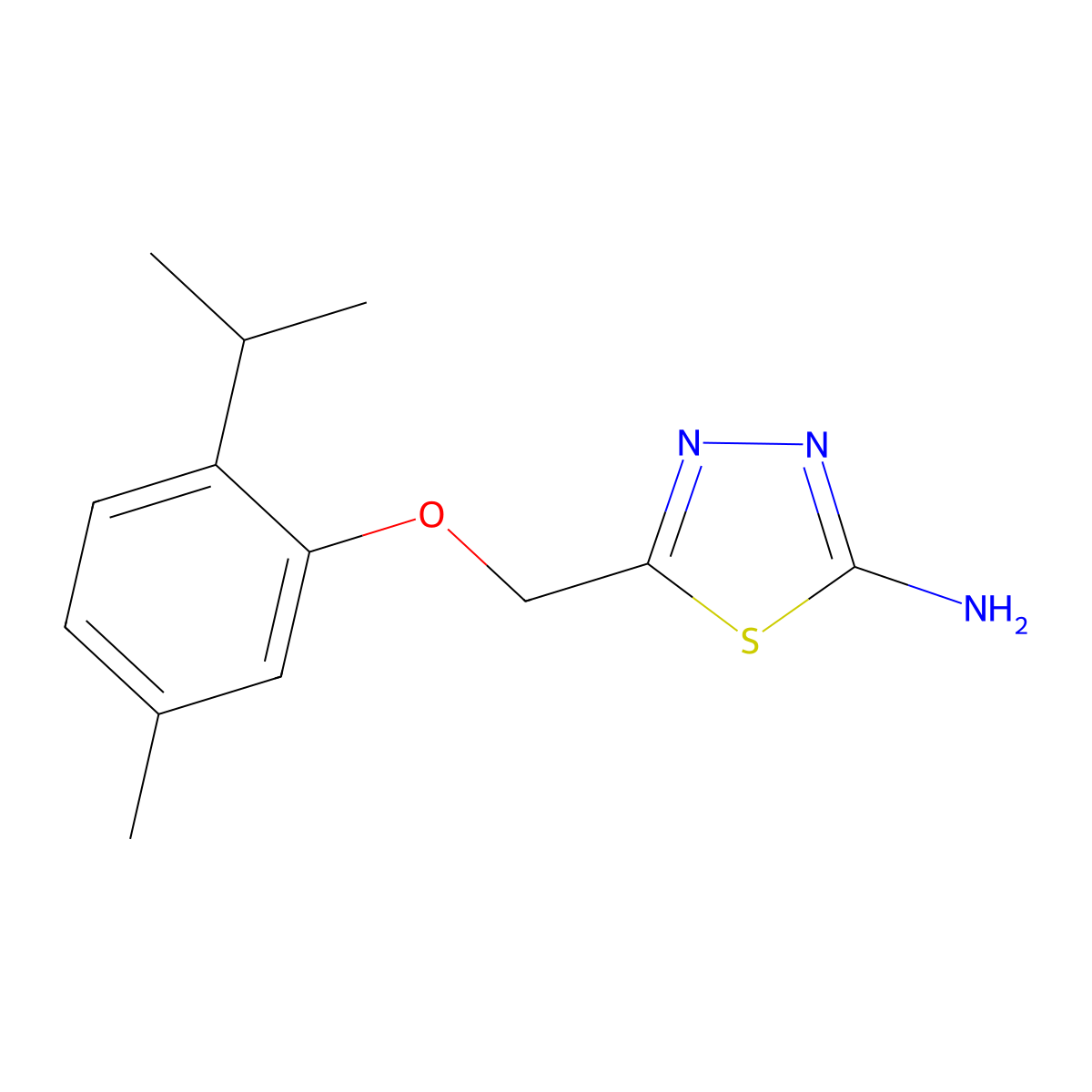 5-(2-Isopropyl-5-methyl-phenoxymethyl)-[1,3,4]thiadiazol-2-ylamine molecular structure, CAS 299935-55-0