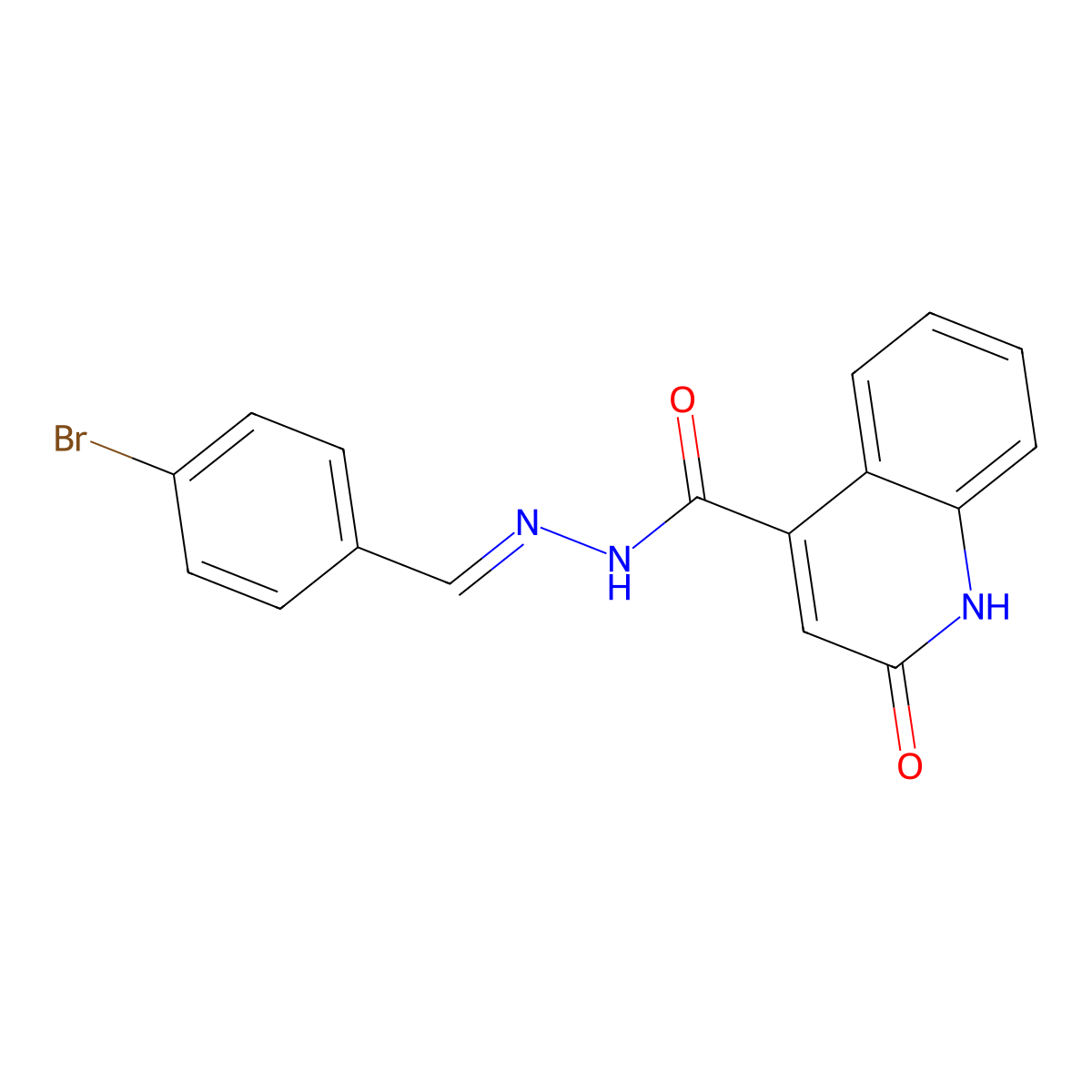 1,2-Dihydro-2-oxo-4-quinolinecarboxylic acid 2-[(4-bromophenyl)methylene]hydrazide molecular structure, CAS 299935-56-1