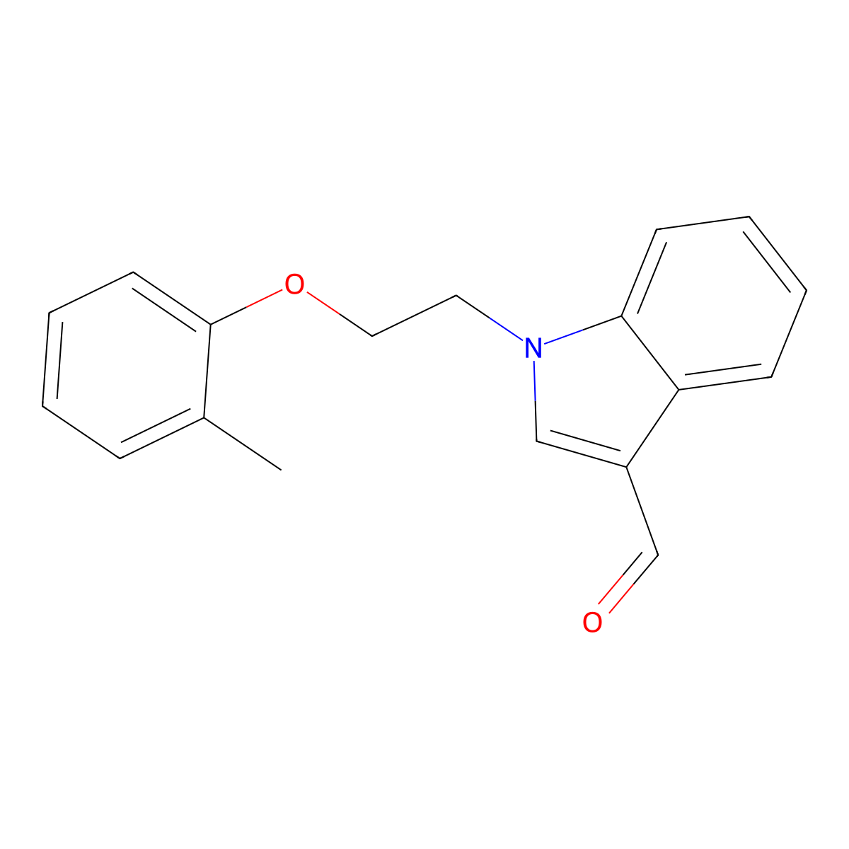 1-[2-(2-methylphenoxy)ethyl]-1H-indole-3-carbaldehyde molecular structure, CAS 299935-67-4