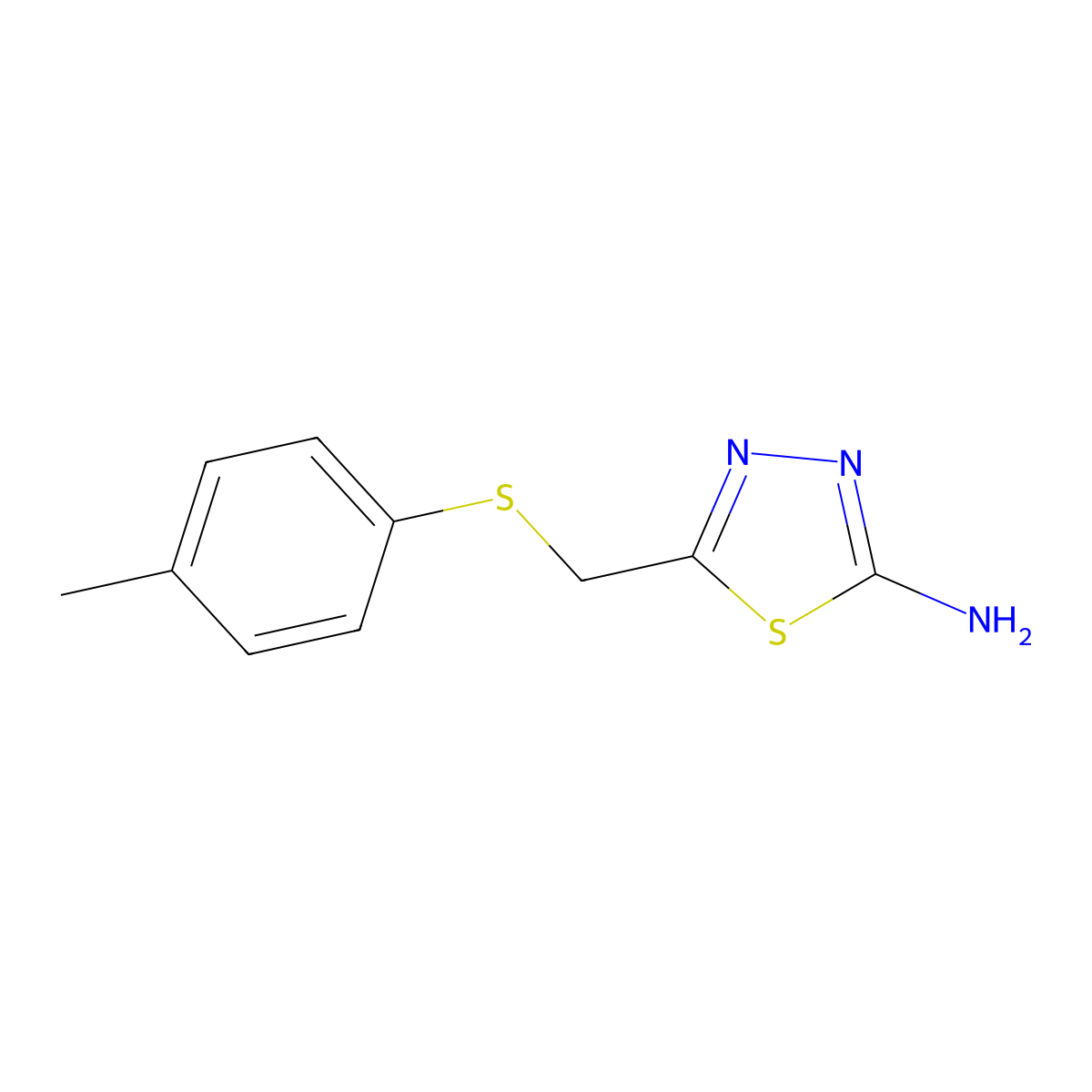 5-(((4-Methylphenyl)thio)methyl)-1,3,4-thiadiazol-2-amine molecular structure, CAS 299935-71-0