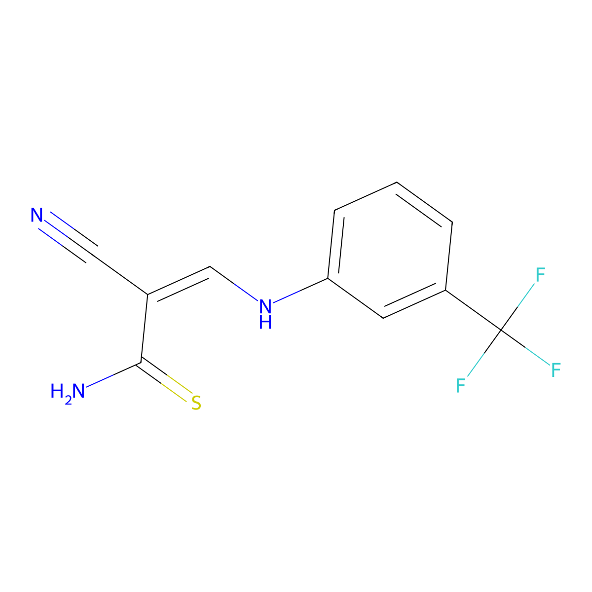 2-Cyano-3-[3-(trifluoromethyl)anilino]prop-2-enethioamide molecular structure, CAS 299935-95-8