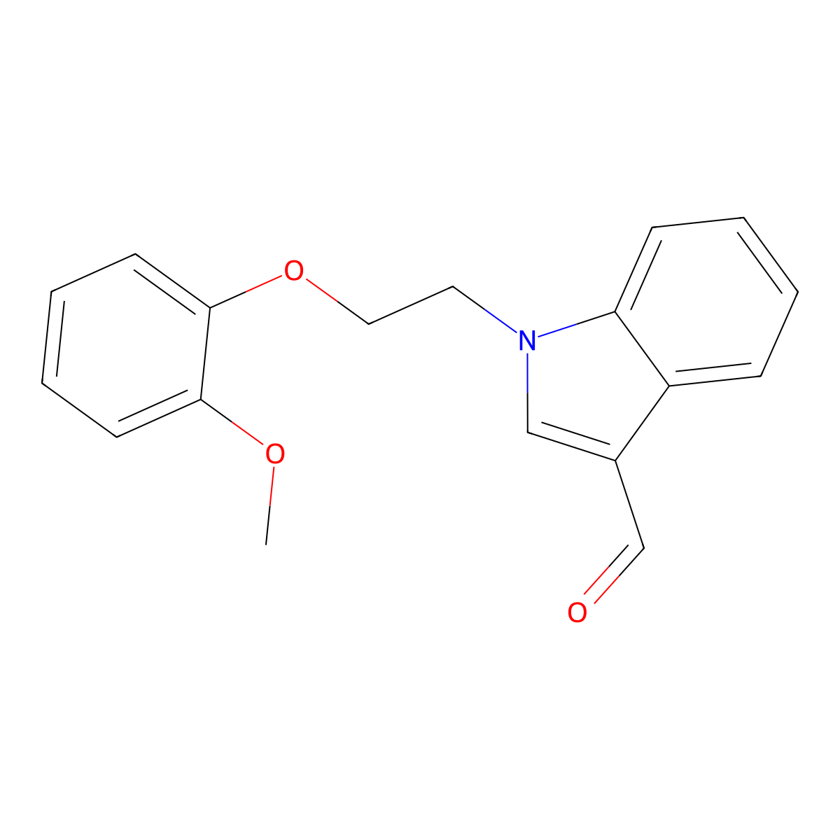 1-[2-(2-methoxyphenoxy)ethyl]-1H-indole-3-carbaldehyde molecular structure, CAS 299936-03-1