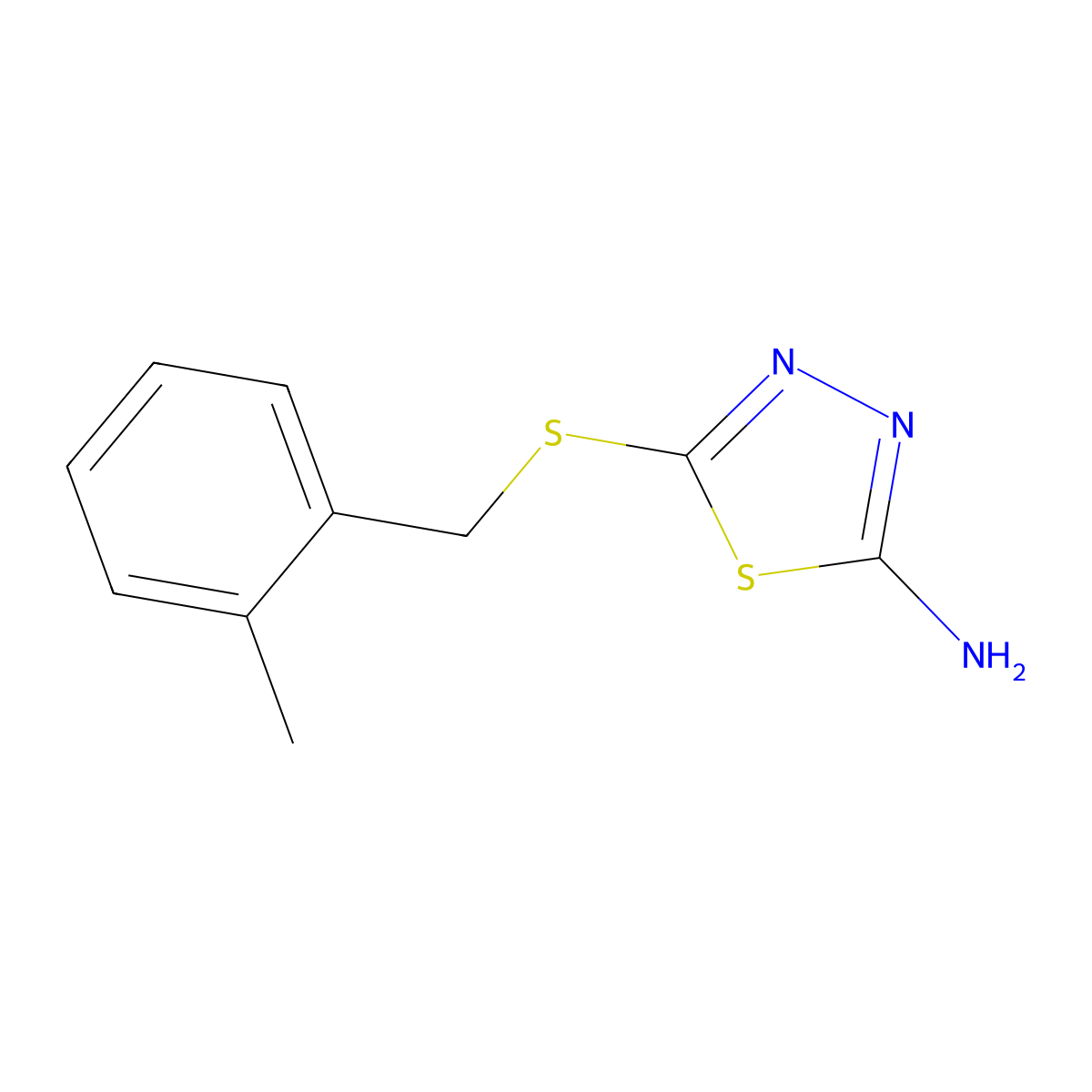 5-{[(2-Methylphenyl)methyl]sulfanyl}-1,3,4-thiadiazol-2-amine molecular structure, CAS 299936-21-3