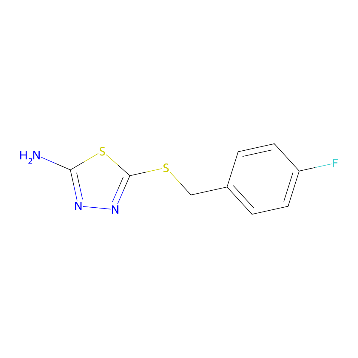 5-[(4-Fluorobenzyl)sulfanyl]-1,3,4-thiadiazol-2-amine molecular structure, CAS 299936-22-4