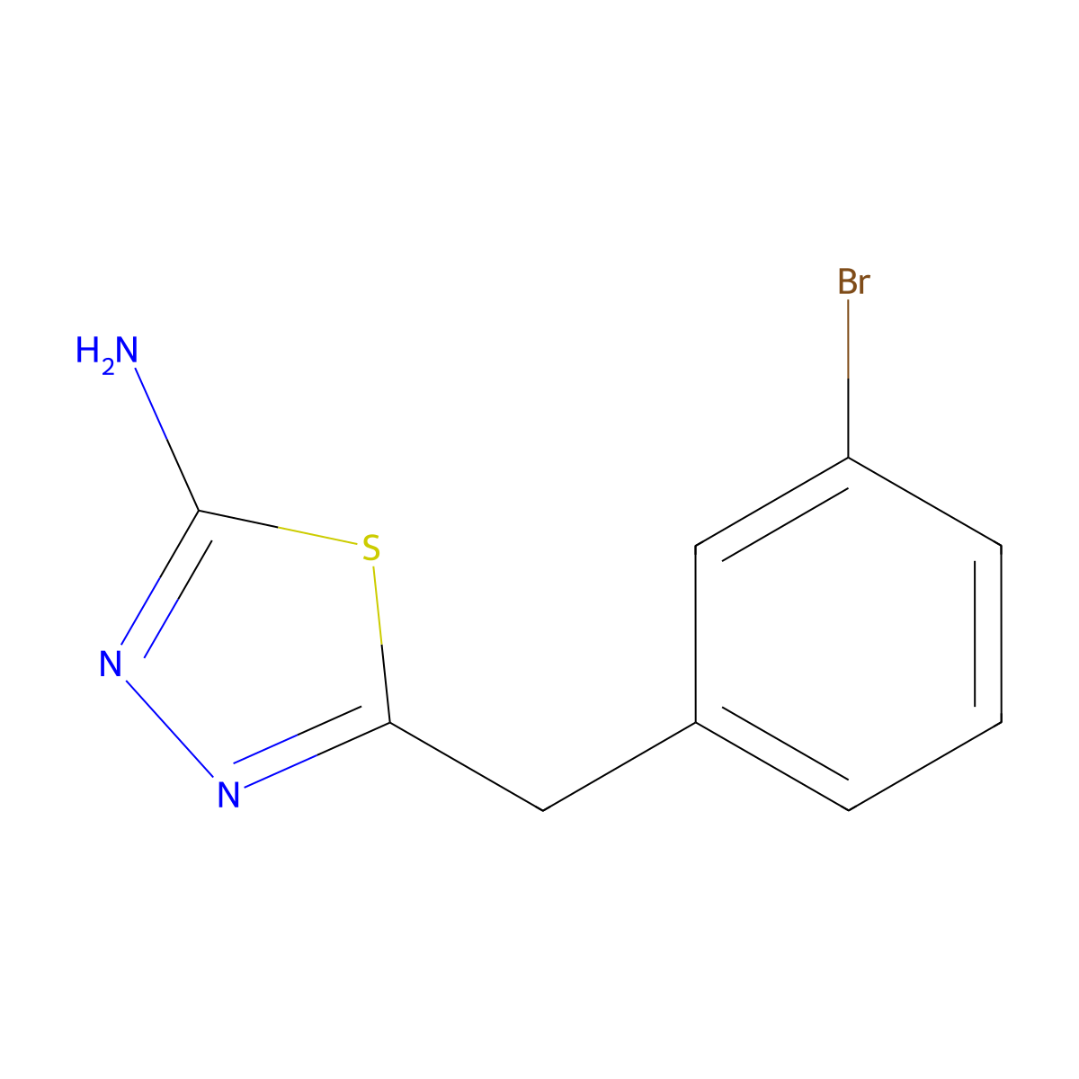 5-[(3-Bromophenyl)methyl]-1,3,4-thiadiazol-2-amine molecular structure, CAS 299936-23-5