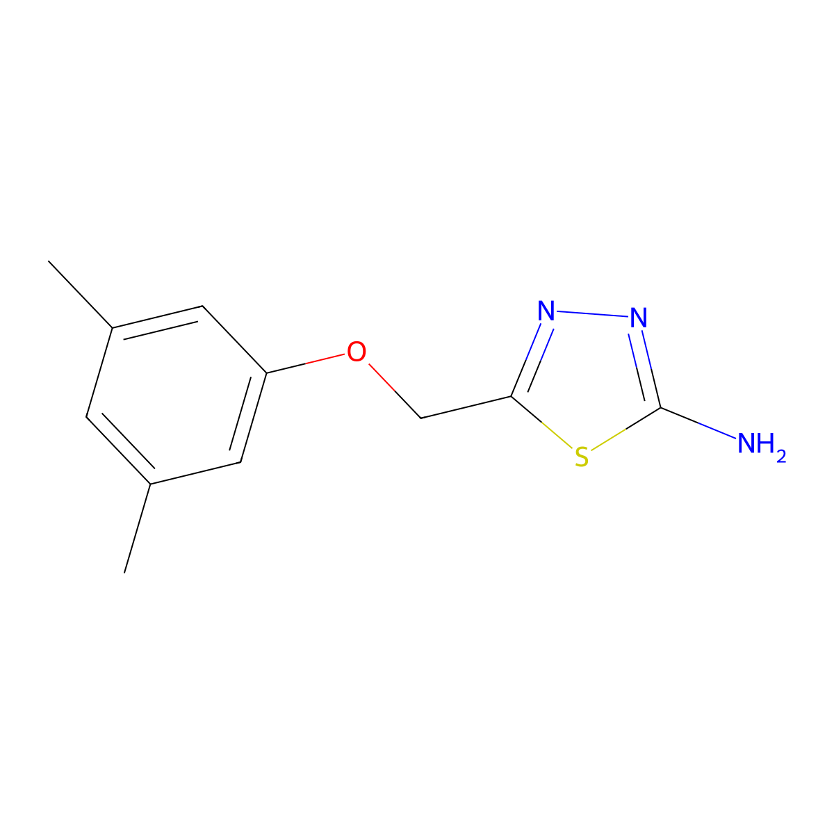 5-((3,5-Dimethylphenoxy)methyl)-1,3,4-thiadiazol-2-amine molecular structure, CAS 299936-42-8
